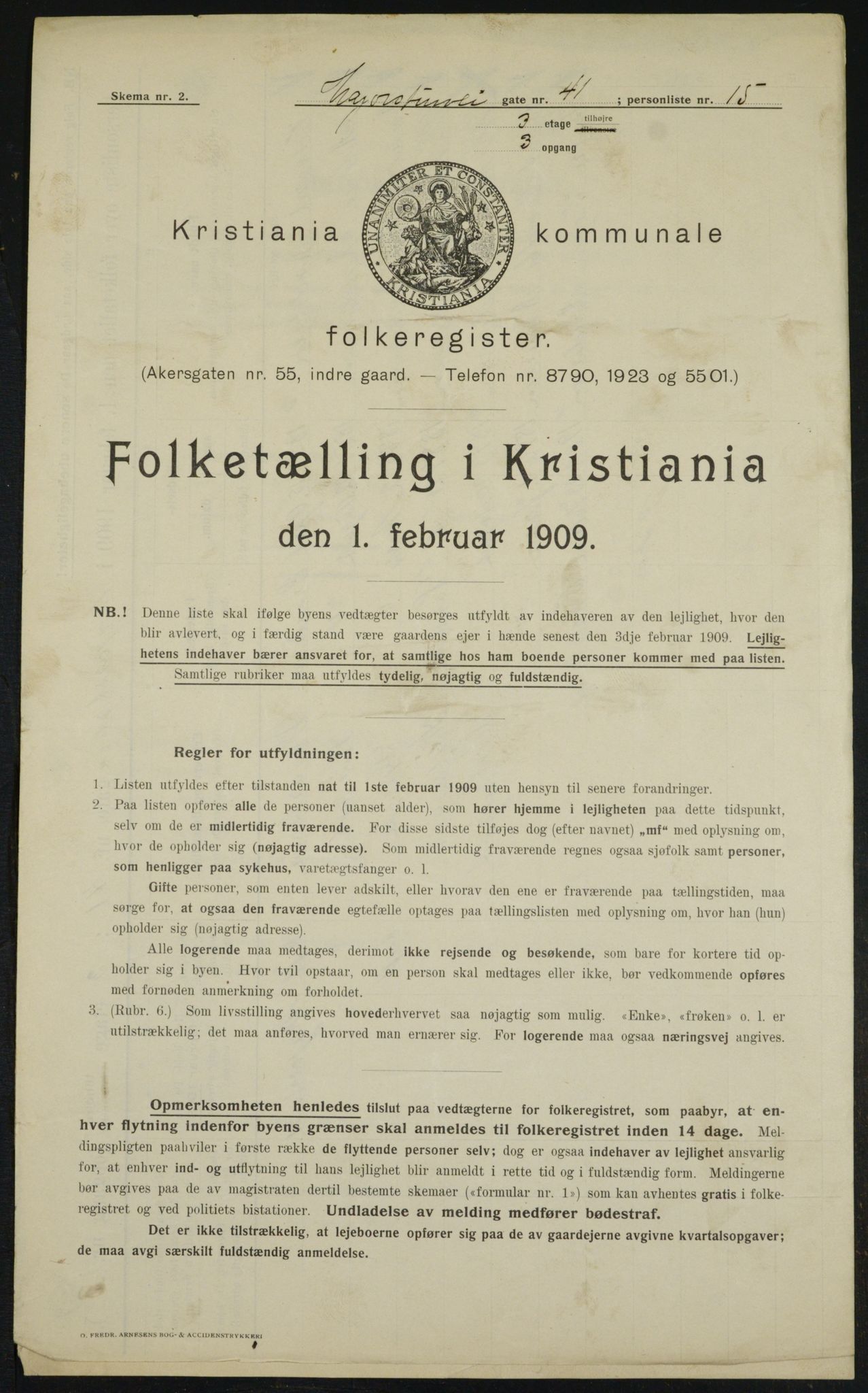 OBA, Municipal Census 1909 for Kristiania, 1909, p. 54584