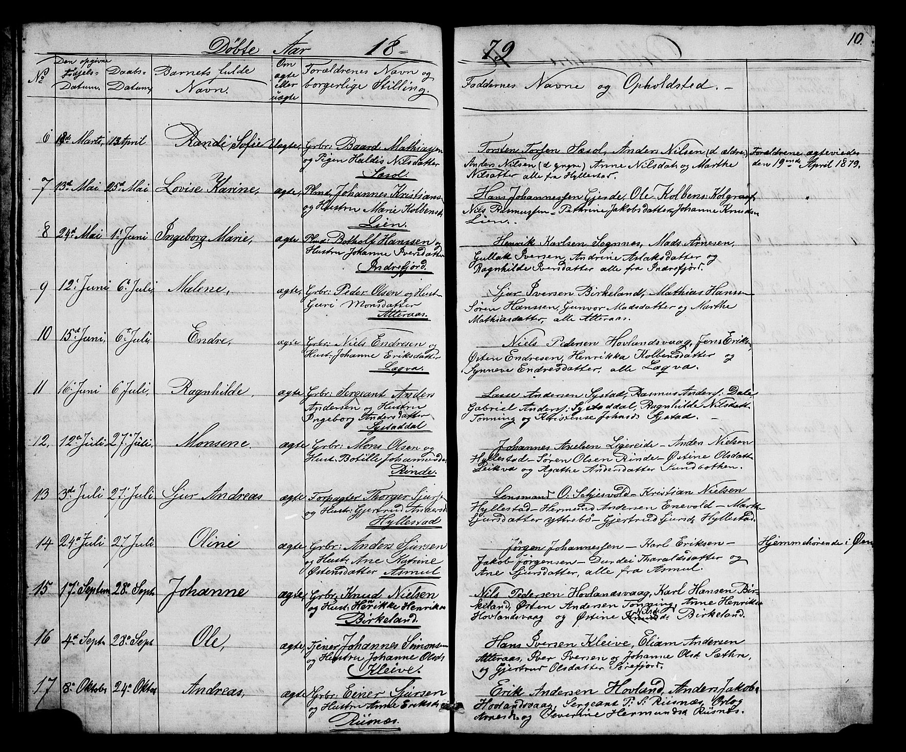 Hyllestad sokneprestembete, SAB/A-80401: Parish register (copy) no. A 2, 1876-1906, p. 10