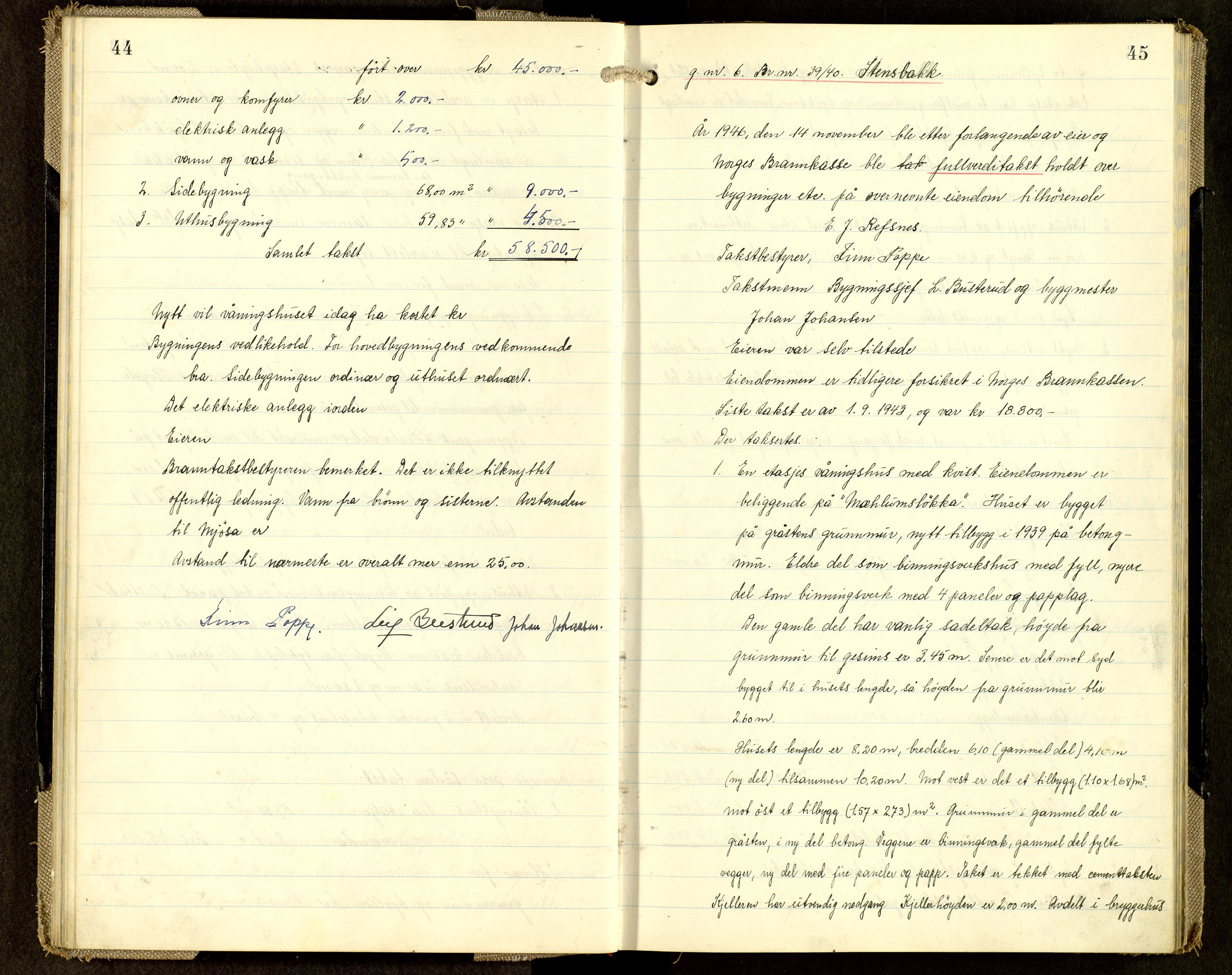 Norges Brannkasse, Hamar, AV/SAH-NBRANH-006/F/Fa/L0012: Branntakstprotokoll, 1946-1948, p. 44-45