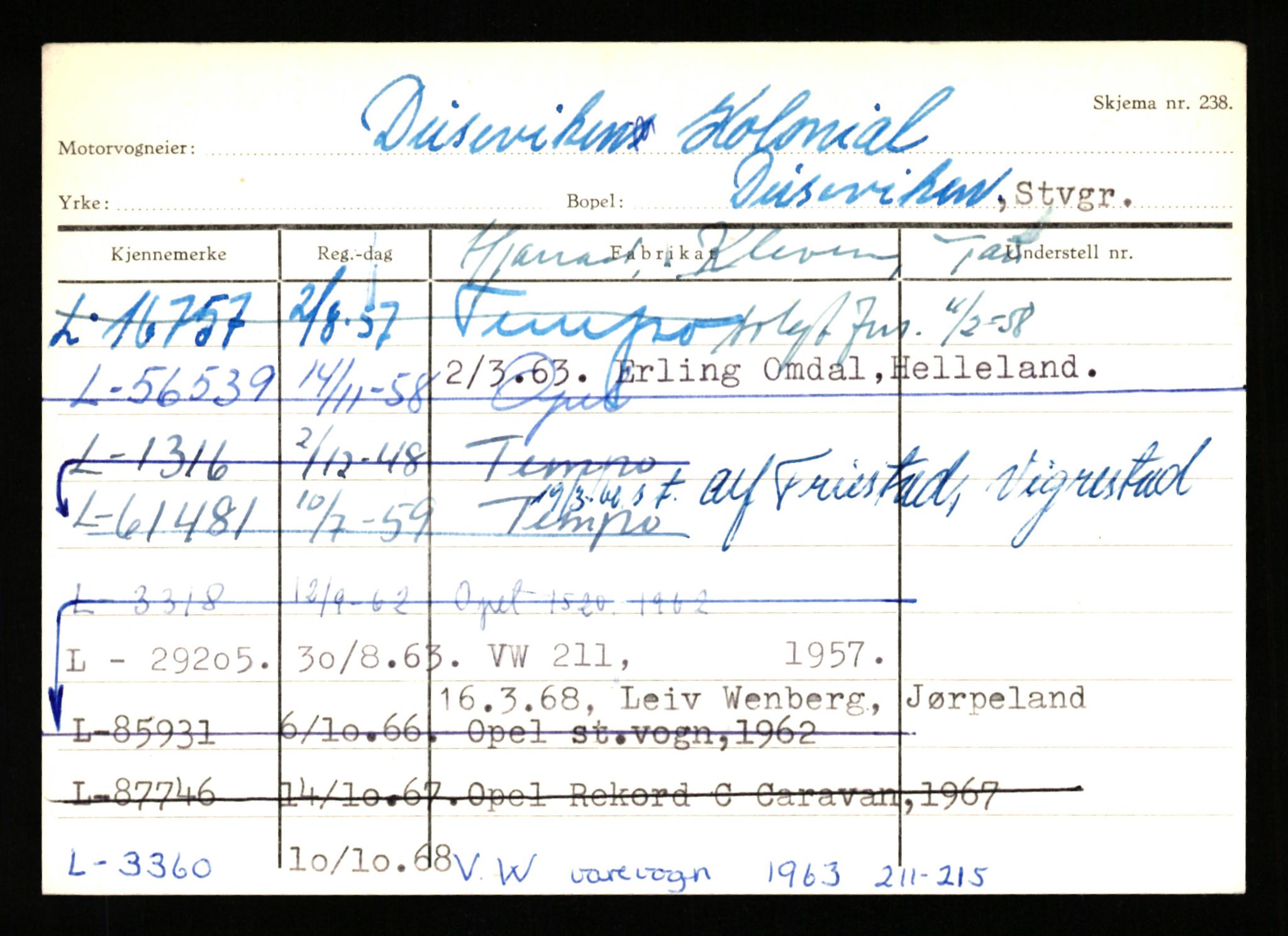 Stavanger trafikkstasjon, AV/SAST-A-101942/0/H/L0006: Dalva - Egersund, 1930-1971, p. 1015