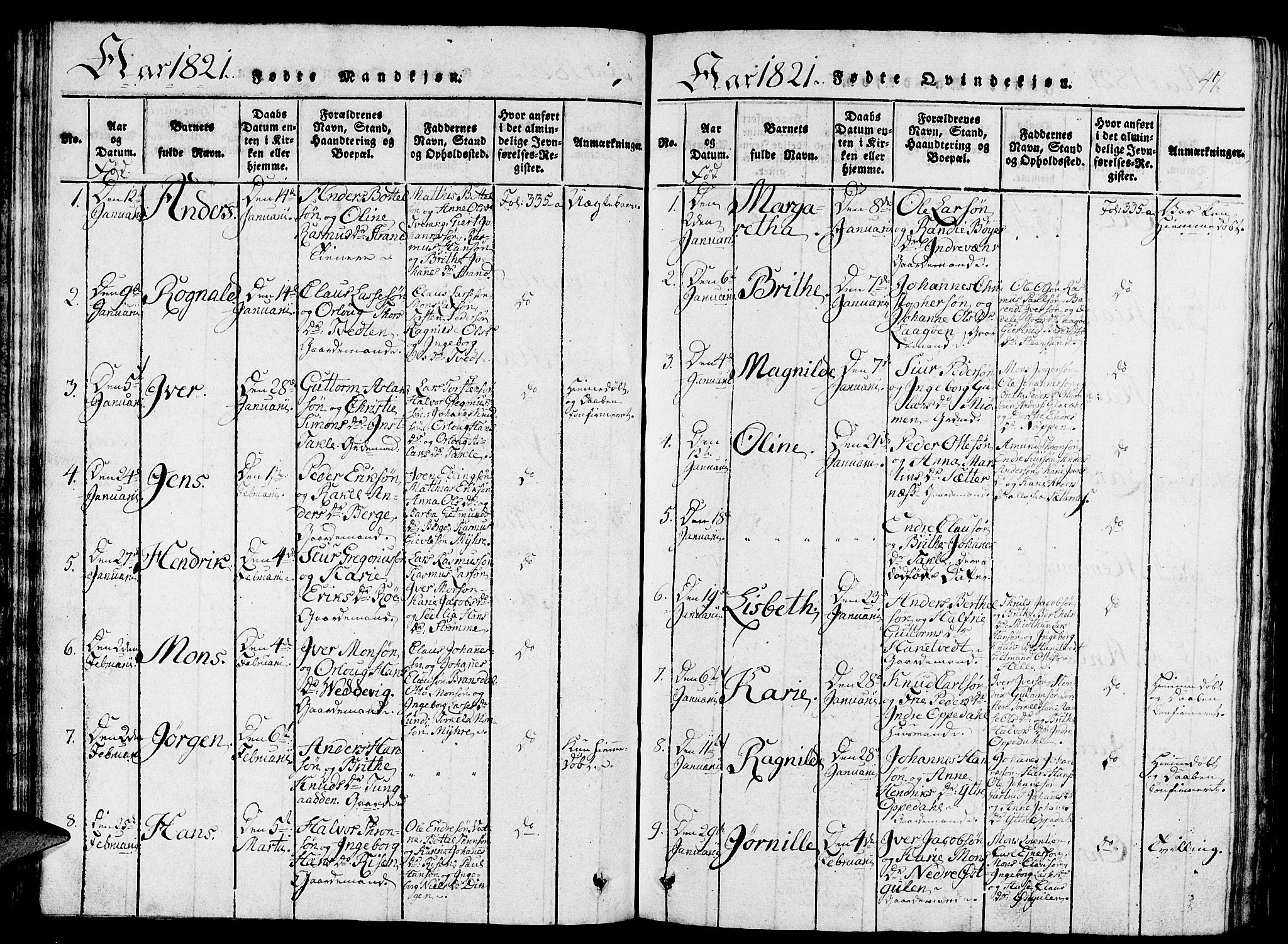 Gulen sokneprestembete, AV/SAB-A-80201/H/Haa/Haaa/L0018: Parish register (official) no. A 18, 1816-1825, p. 47