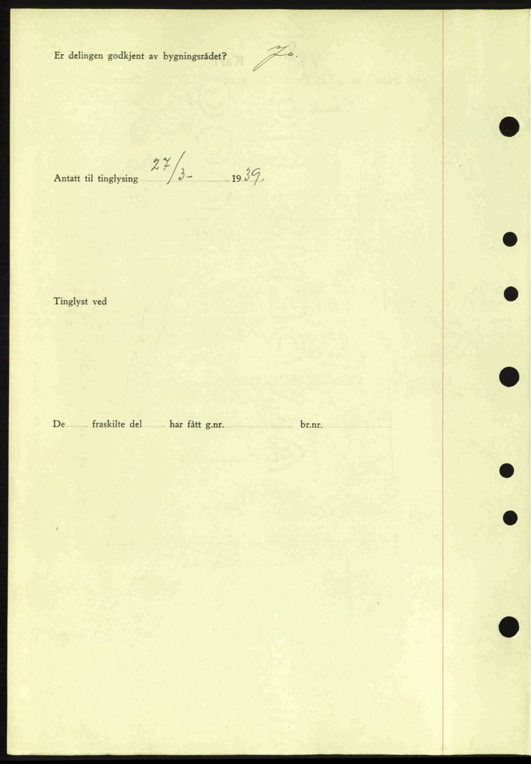 Moss sorenskriveri, SAO/A-10168: Mortgage book no. A5, 1938-1939, Diary no: : 696/1939