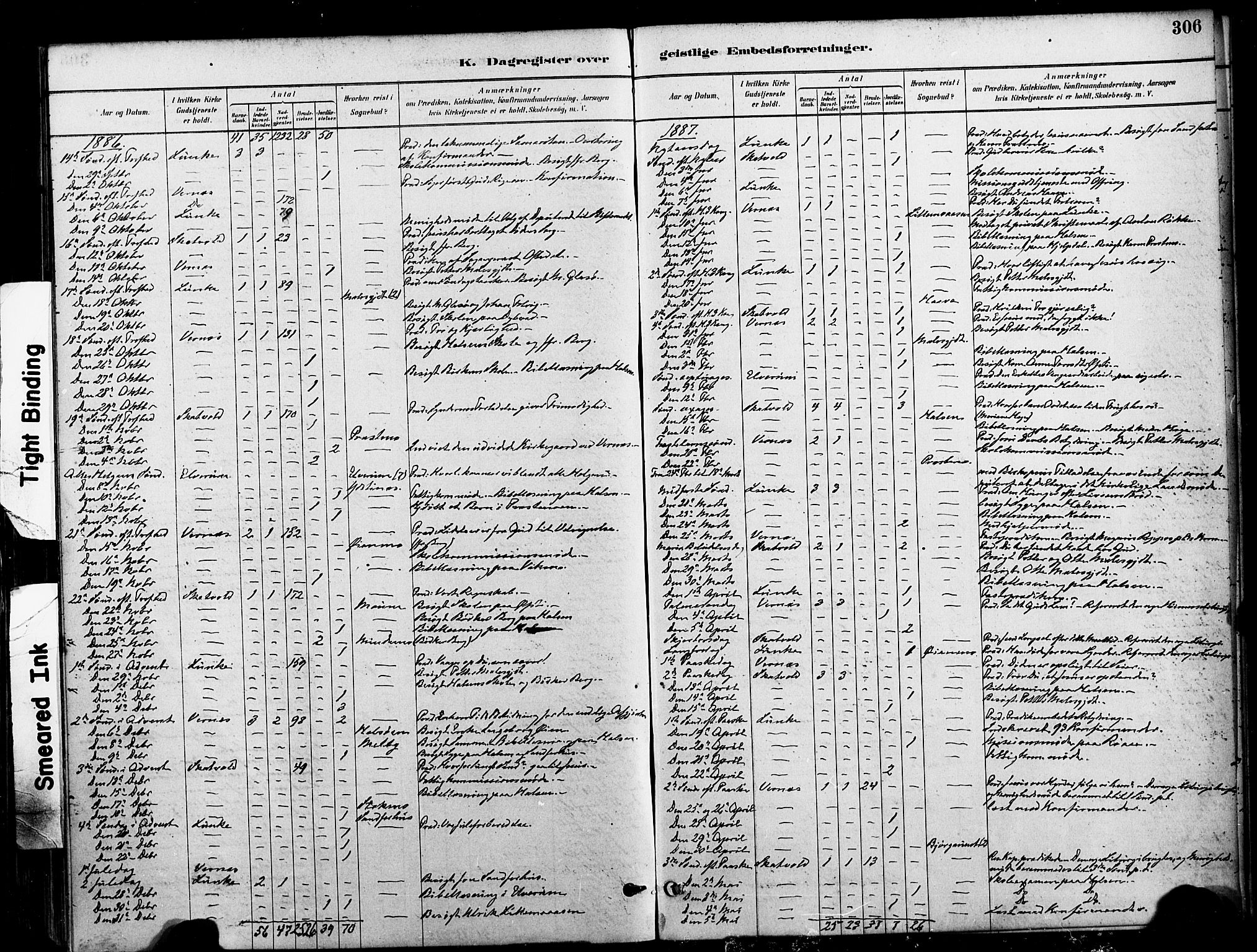 Ministerialprotokoller, klokkerbøker og fødselsregistre - Nord-Trøndelag, SAT/A-1458/709/L0077: Parish register (official) no. 709A17, 1880-1895, p. 306