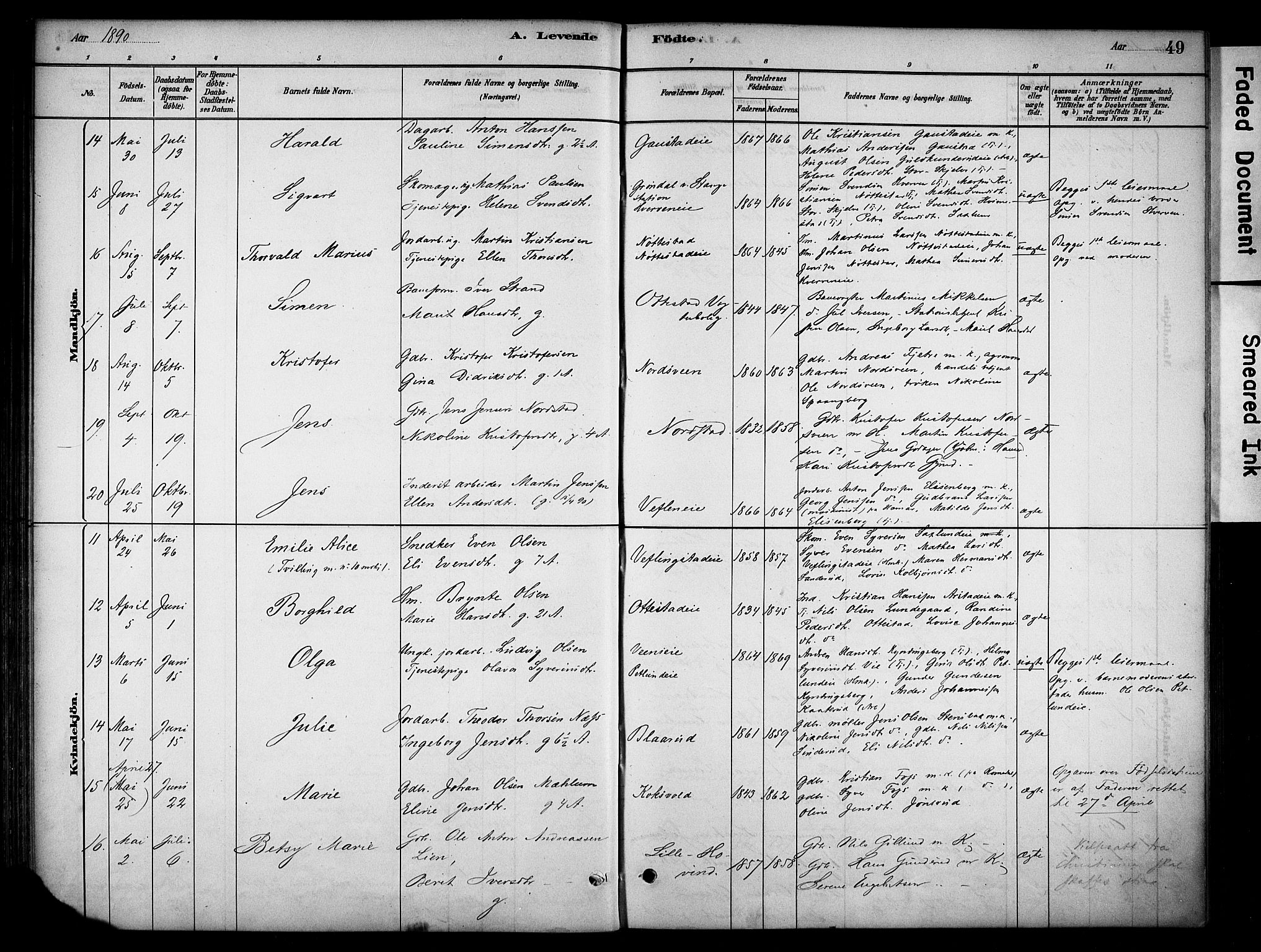 Stange prestekontor, SAH/PREST-002/K/L0019: Parish register (official) no. 19, 1880-1891, p. 49