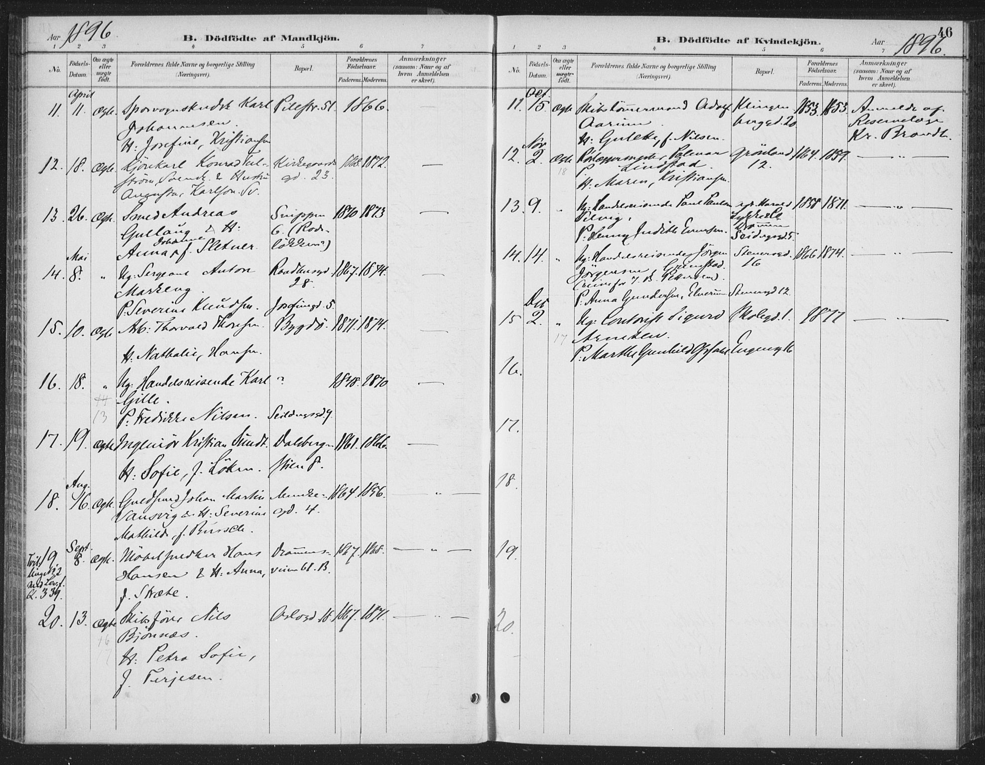 Rikshospitalet prestekontor Kirkebøker, AV/SAO-A-10309b/F/L0010: Parish register (official) no. 10, 1888-1912, p. 46