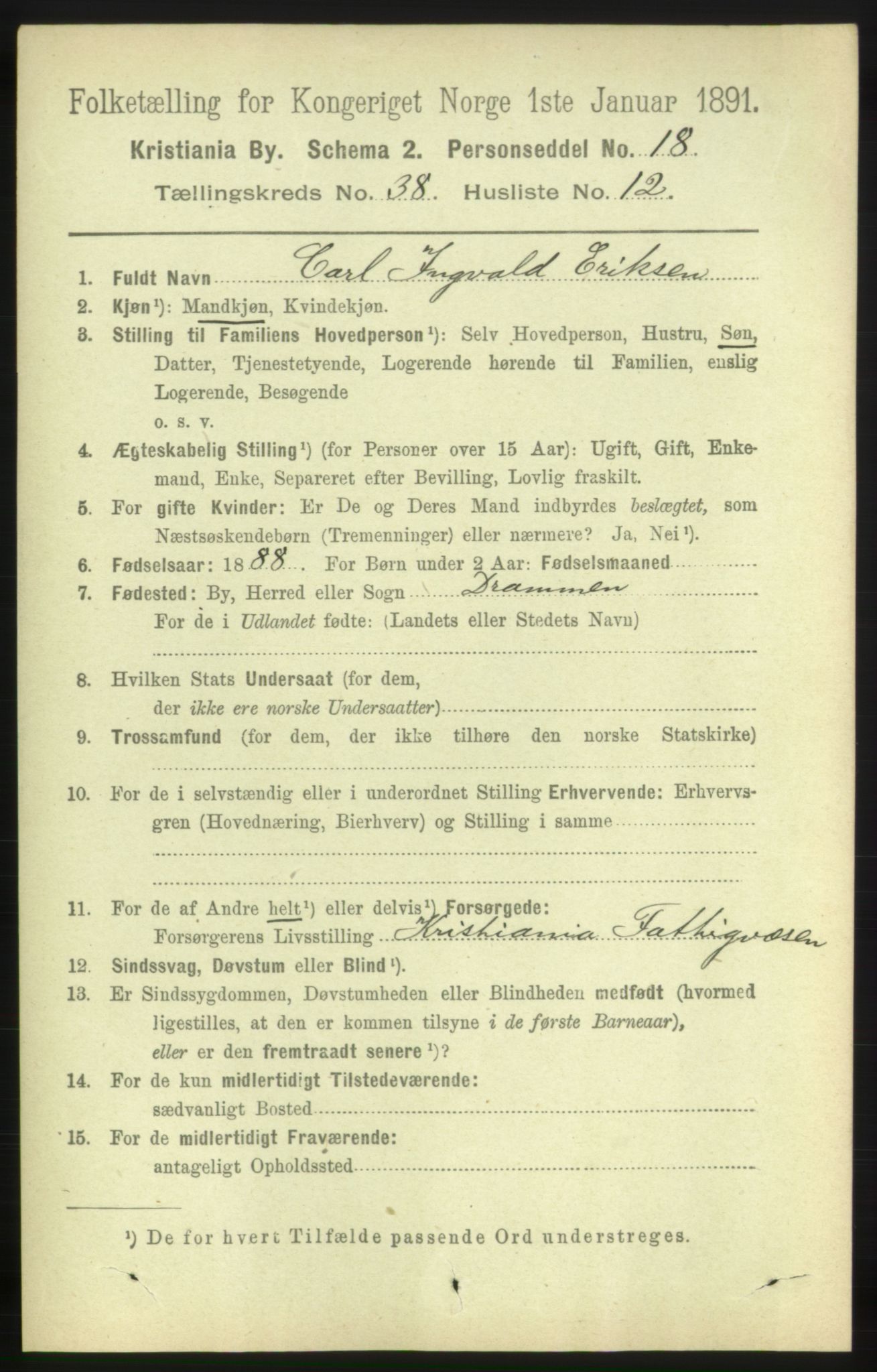 RA, 1891 census for 0301 Kristiania, 1891, p. 21613