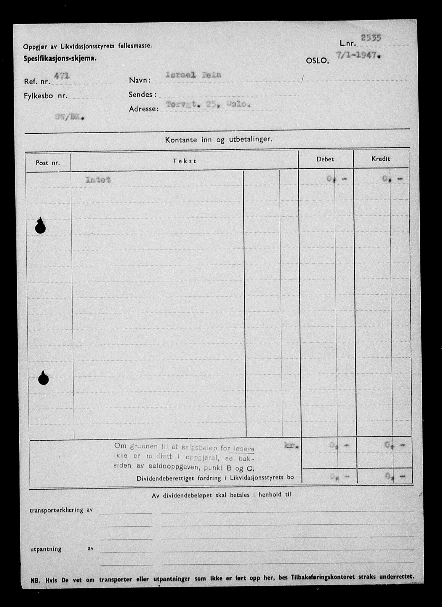 Justisdepartementet, Tilbakeføringskontoret for inndratte formuer, RA/S-1564/H/Hc/Hcc/L0933: --, 1945-1947, p. 568