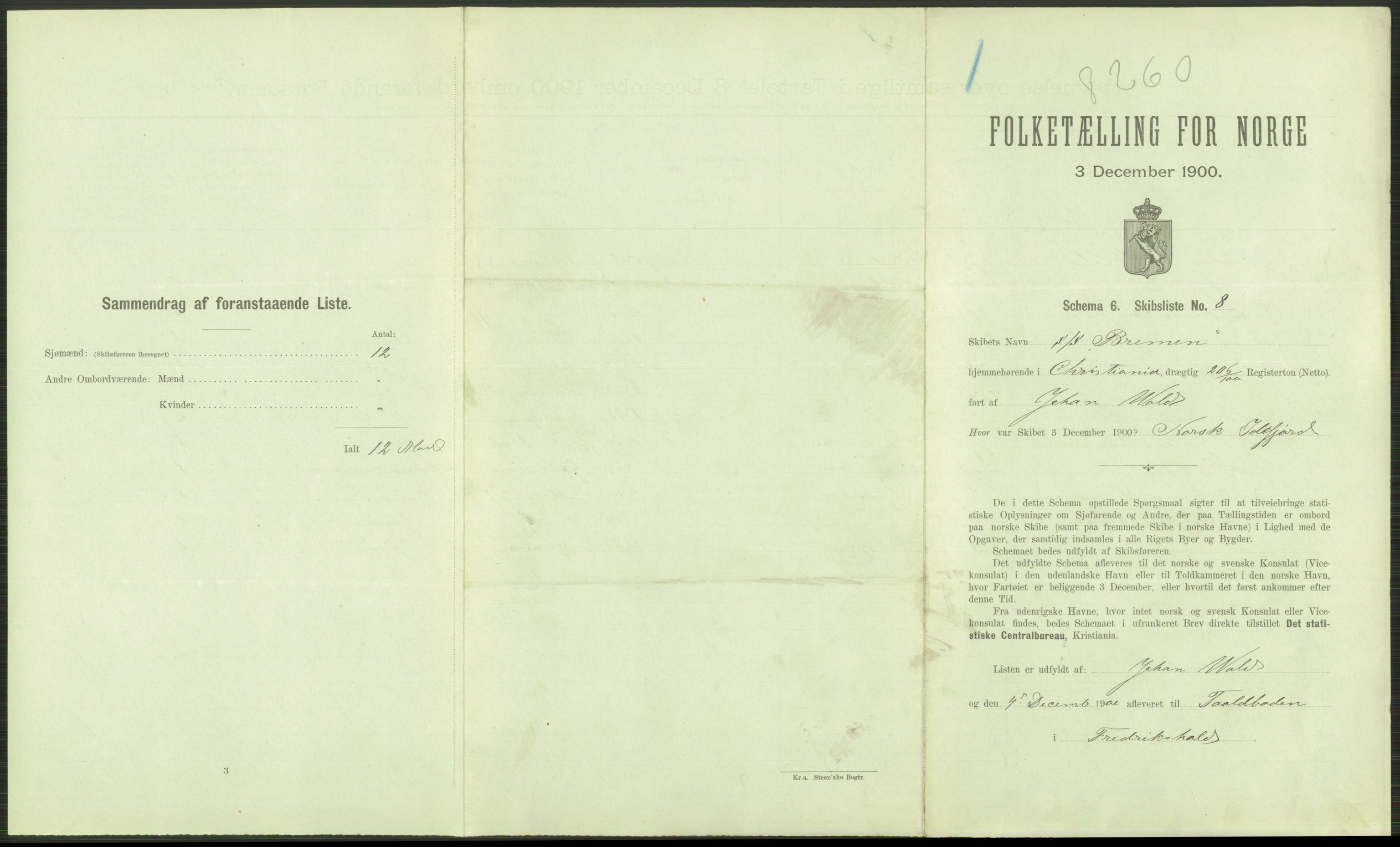 RA, 1900 Census - ship lists from ships in Norwegian harbours, harbours abroad and at sea, 1900, p. 17