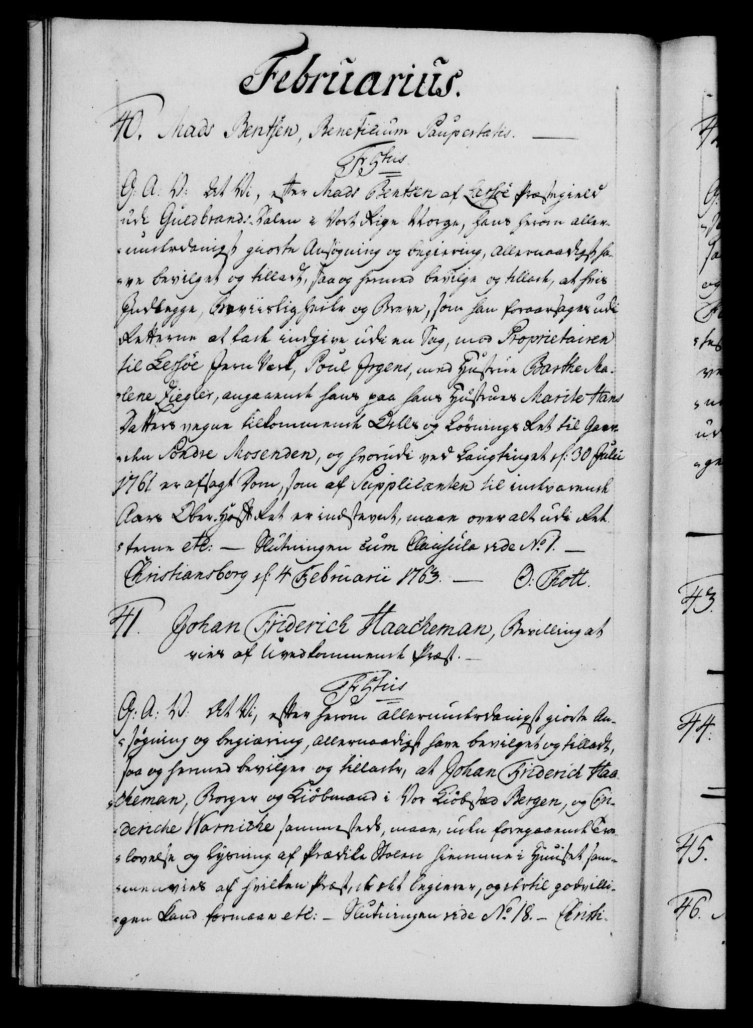 Danske Kanselli 1572-1799, AV/RA-EA-3023/F/Fc/Fca/Fcaa/L0042: Norske registre, 1763-1766, p. 15b