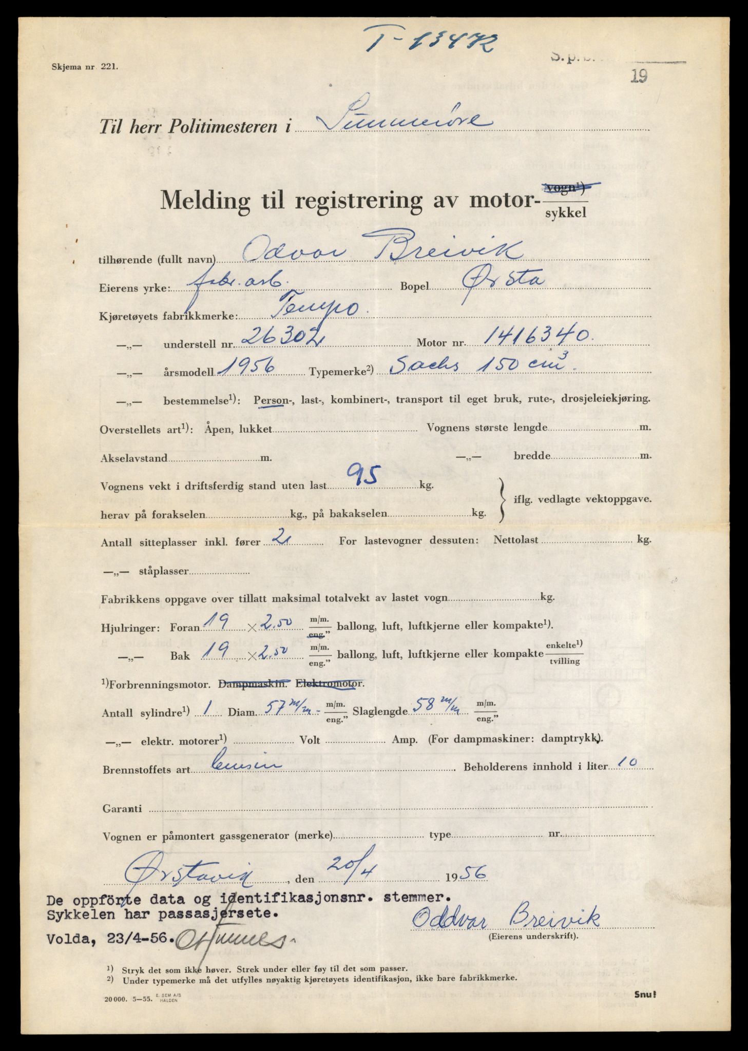 Møre og Romsdal vegkontor - Ålesund trafikkstasjon, AV/SAT-A-4099/F/Fe/L0039: Registreringskort for kjøretøy T 13361 - T 13530, 1927-1998, p. 1918