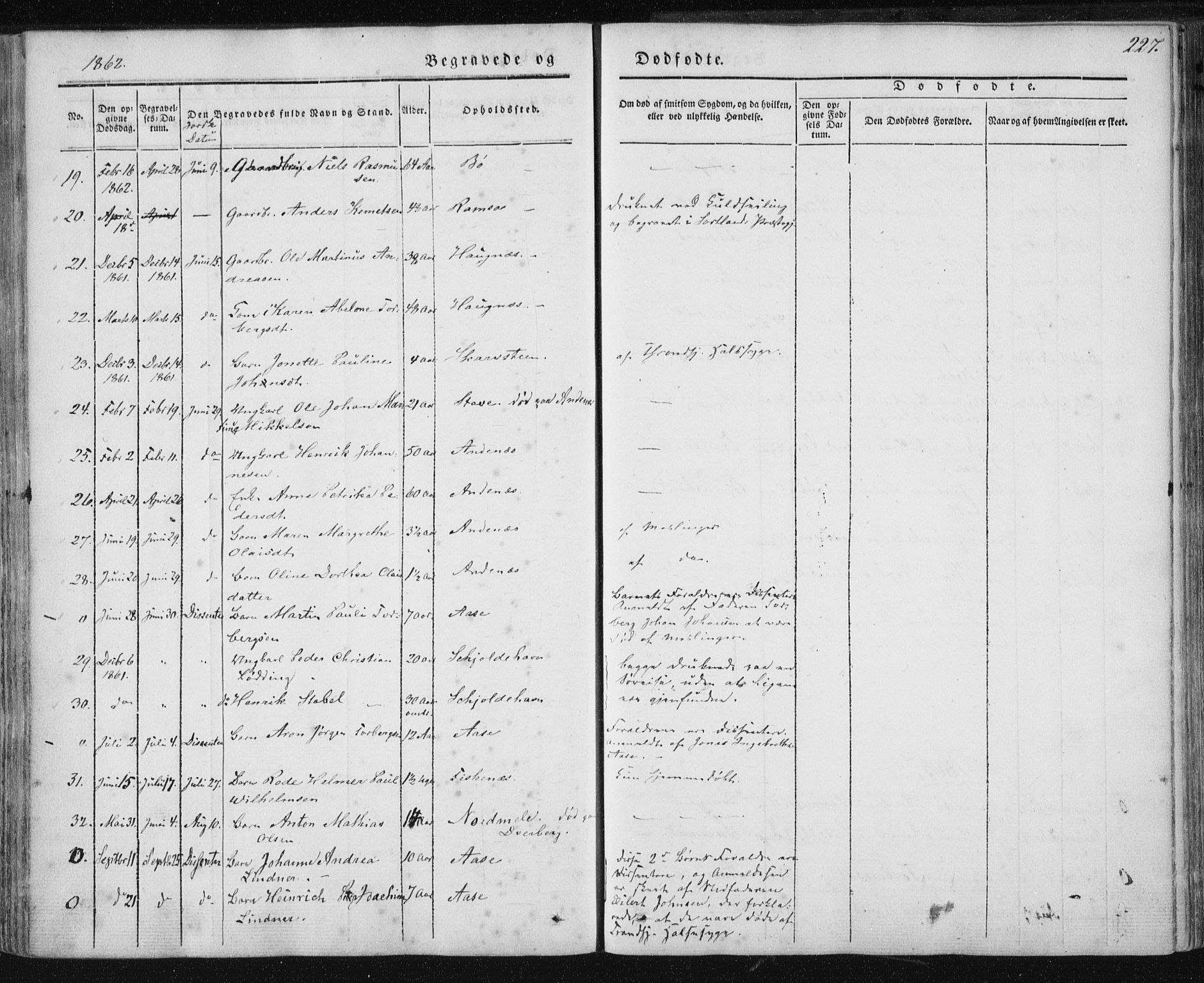 Ministerialprotokoller, klokkerbøker og fødselsregistre - Nordland, AV/SAT-A-1459/897/L1396: Parish register (official) no. 897A04, 1842-1866, p. 227