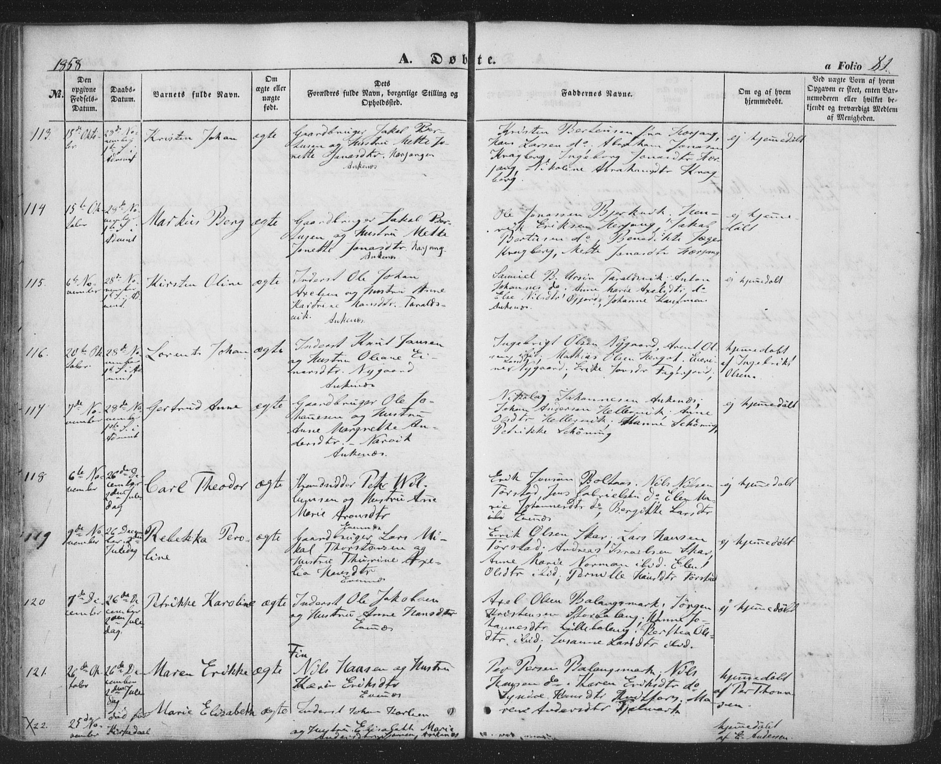Ministerialprotokoller, klokkerbøker og fødselsregistre - Nordland, AV/SAT-A-1459/863/L0895: Parish register (official) no. 863A07, 1851-1860, p. 81