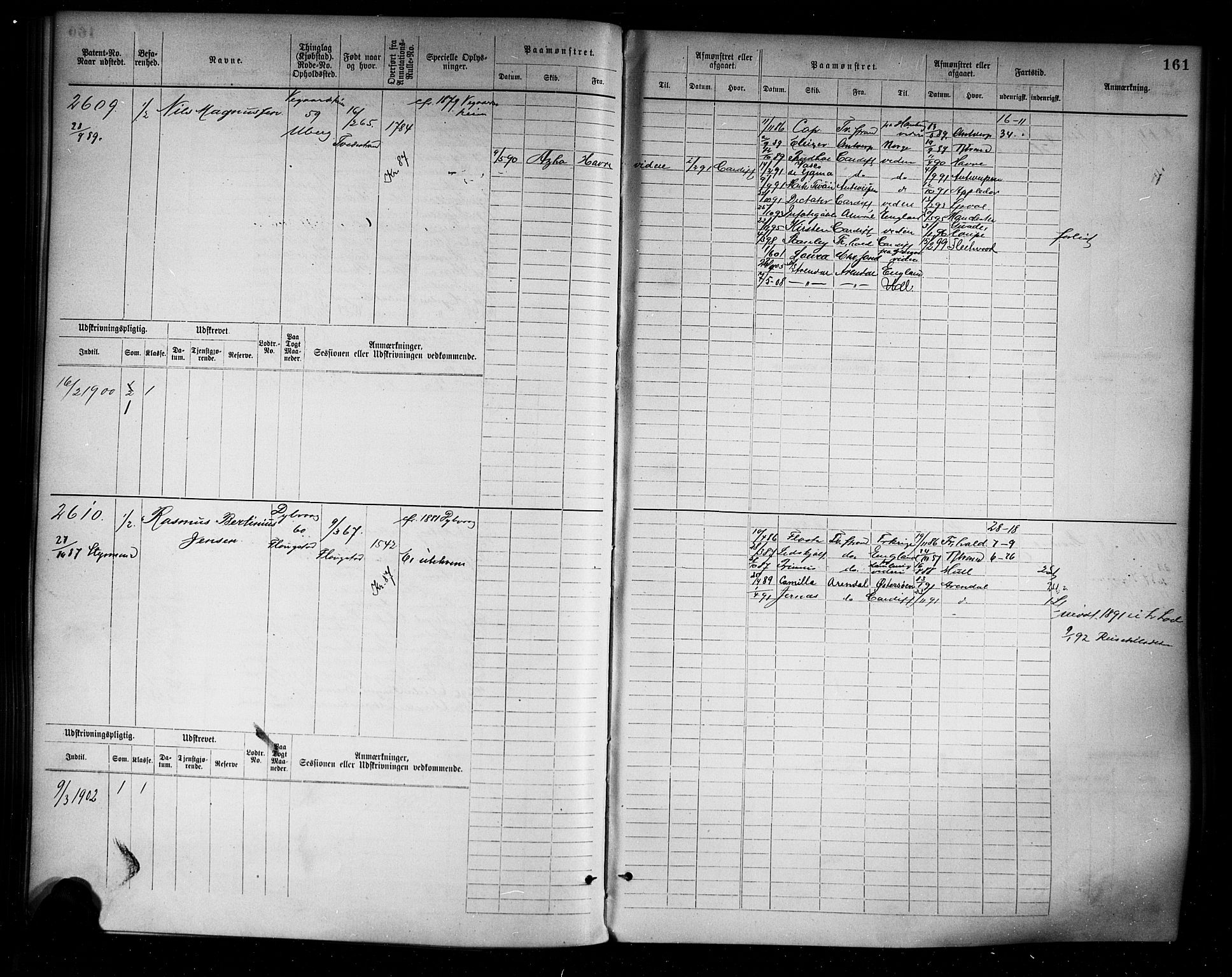 Tvedestrand mønstringskrets, AV/SAK-2031-0011/F/Fb/L0004: Hovedrulle A nr 2289-3056, R-5, 1880-1910, p. 166