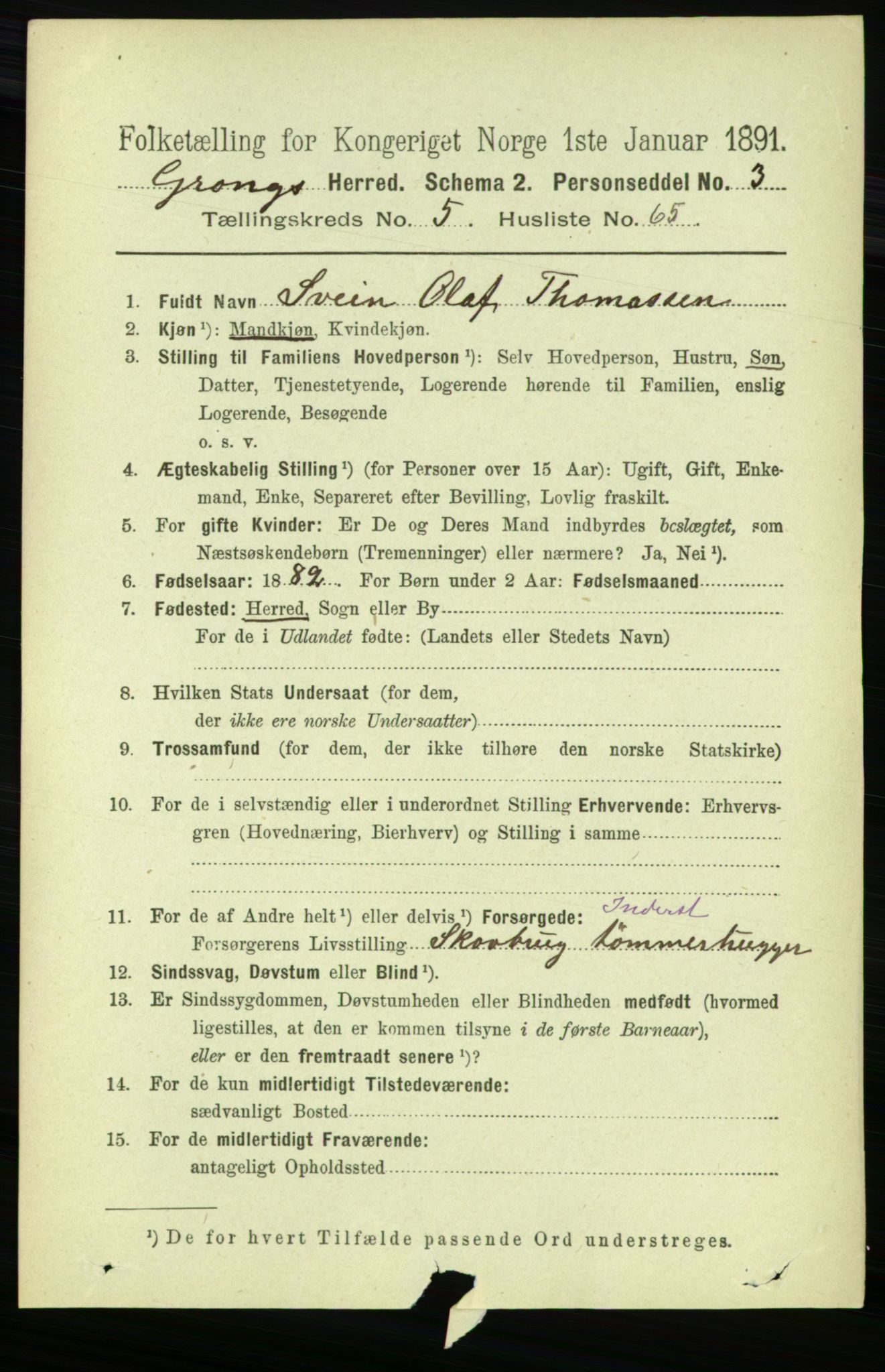 RA, 1891 census for 1742 Grong, 1891, p. 2295