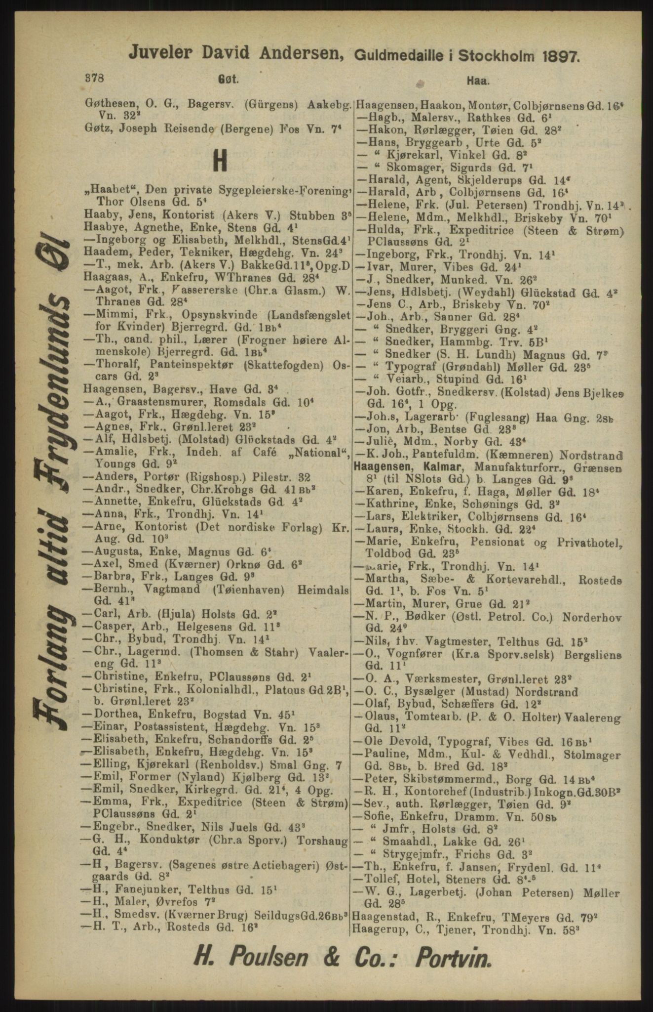 Kristiania/Oslo adressebok, PUBL/-, 1904, p. 378