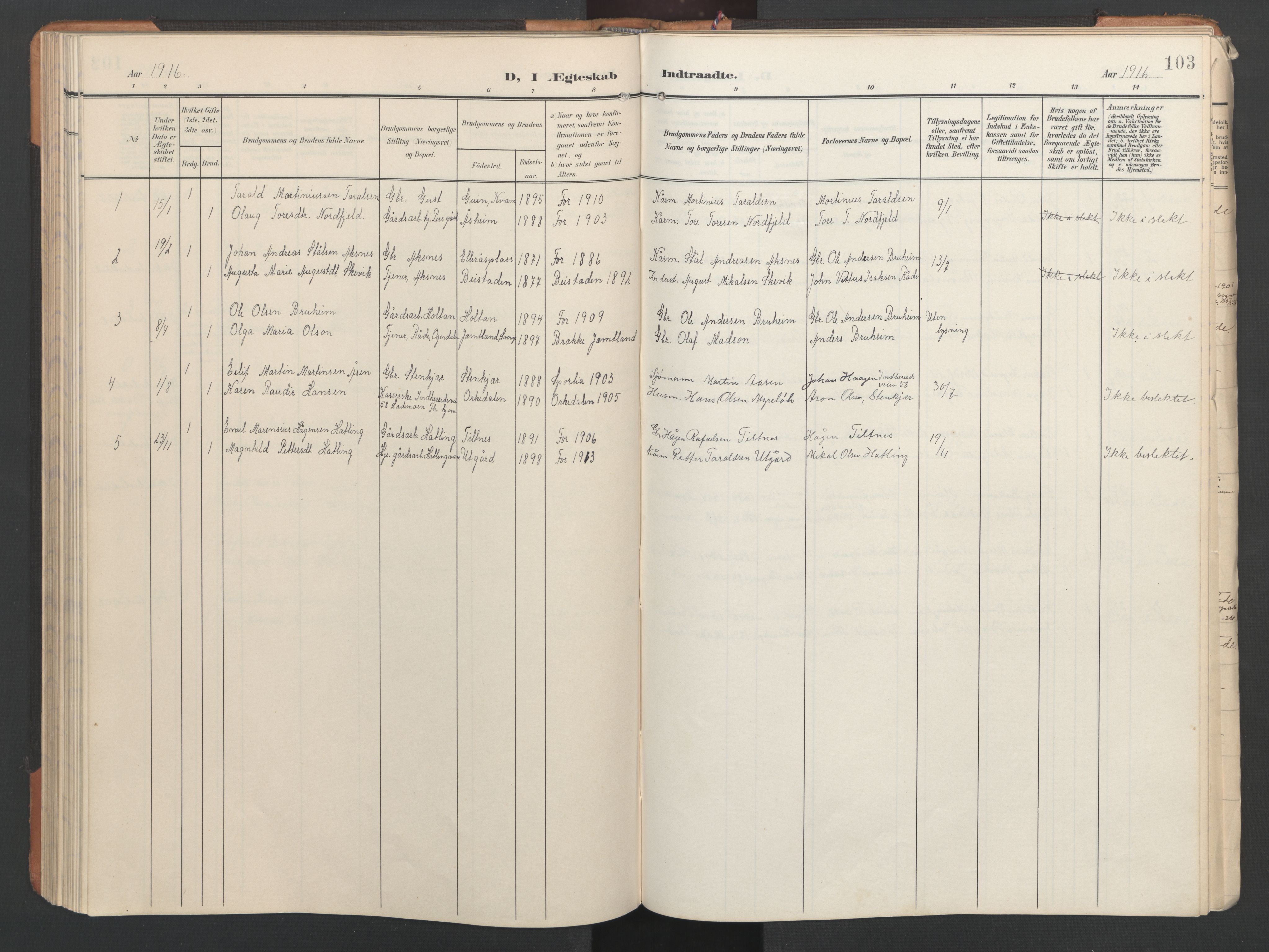 Ministerialprotokoller, klokkerbøker og fødselsregistre - Nord-Trøndelag, SAT/A-1458/746/L0455: Parish register (copy) no. 746C01, 1908-1933, p. 103