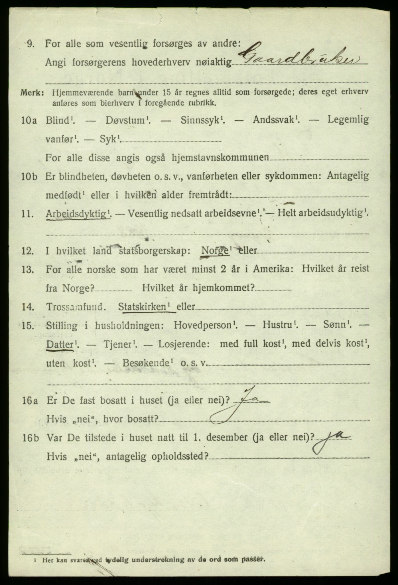 SAB, 1920 census for Fjell, 1920, p. 2257