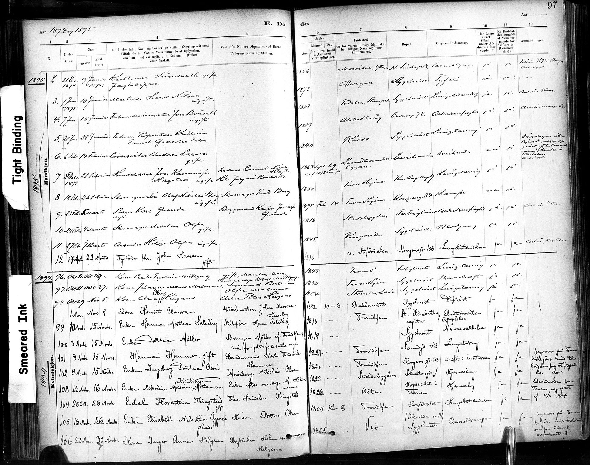 Ministerialprotokoller, klokkerbøker og fødselsregistre - Sør-Trøndelag, SAT/A-1456/602/L0120: Parish register (official) no. 602A18, 1880-1913, p. 97
