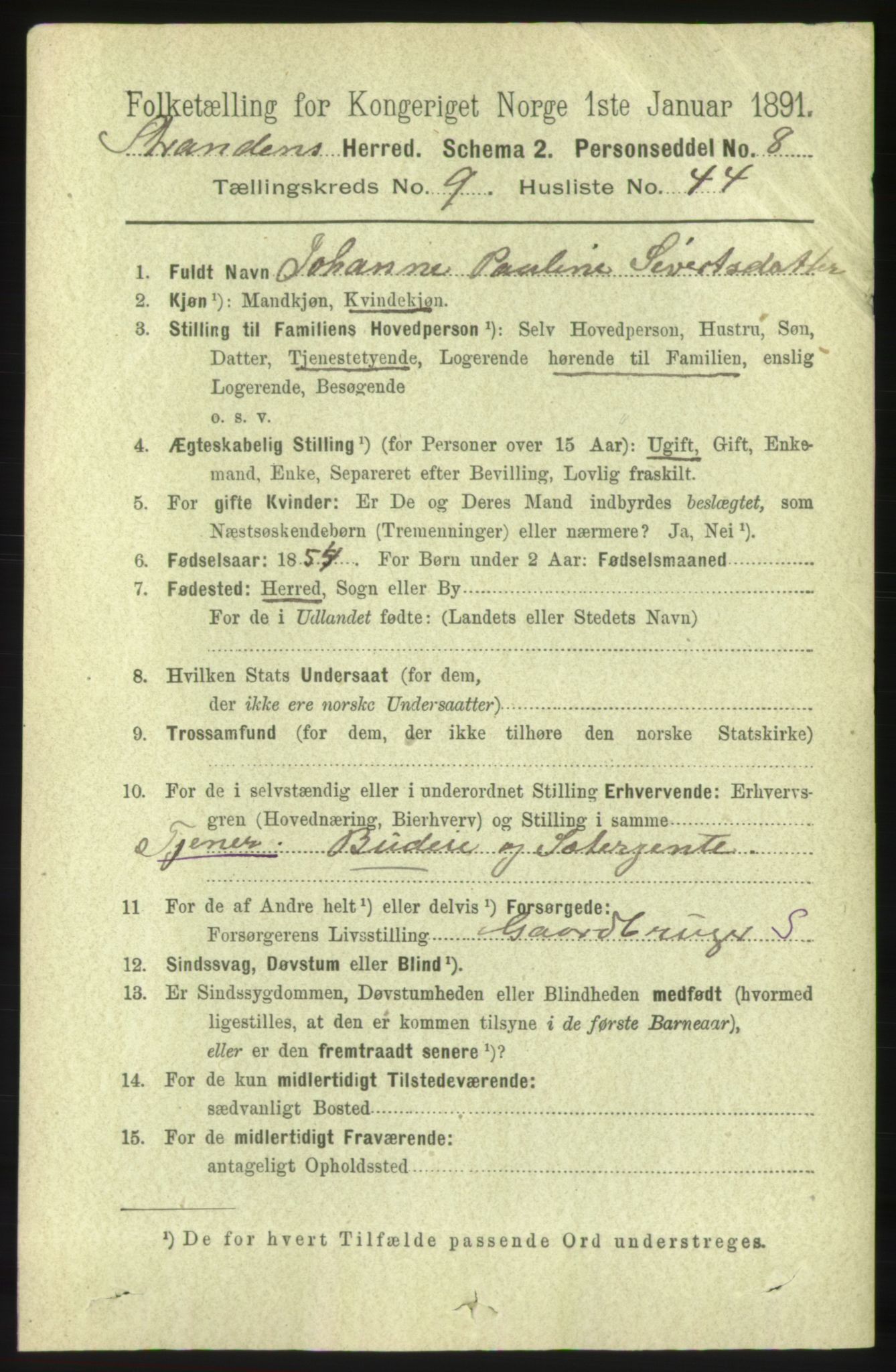 RA, 1891 census for 1525 Stranda, 1891, p. 2368