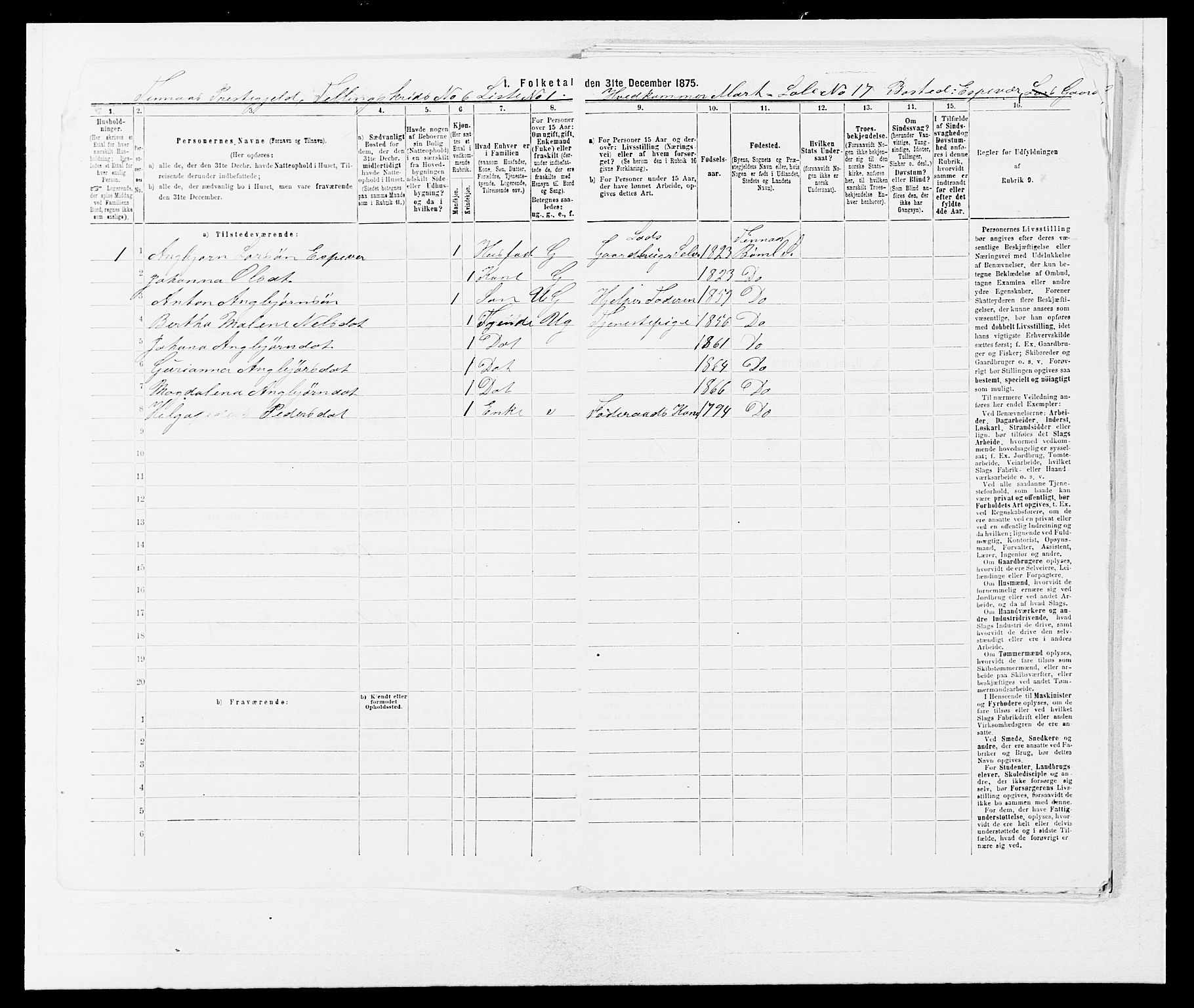 SAB, 1875 census for 1218P Finnås, 1875, p. 683