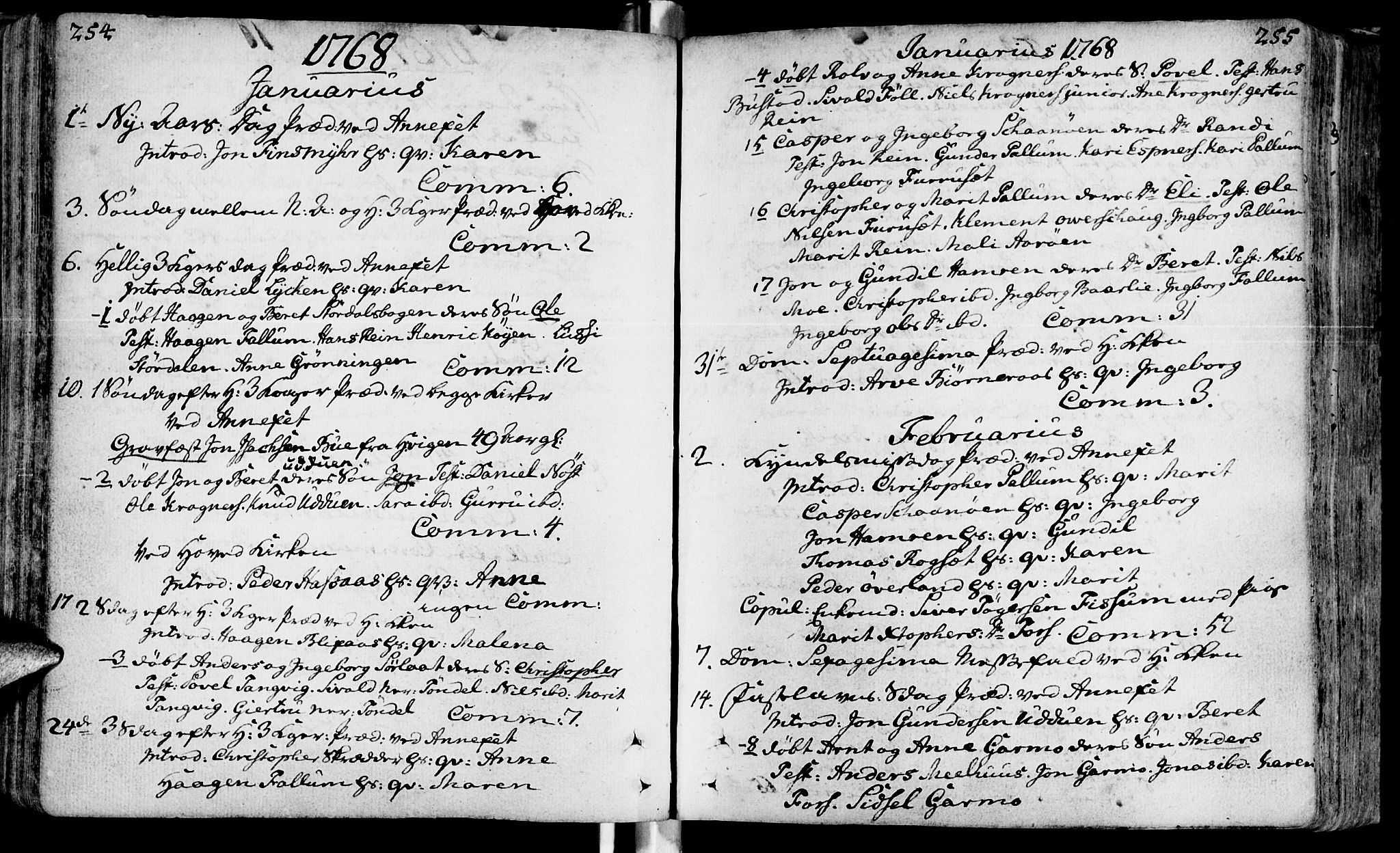 Ministerialprotokoller, klokkerbøker og fødselsregistre - Sør-Trøndelag, SAT/A-1456/646/L0605: Parish register (official) no. 646A03, 1751-1790, p. 254-255
