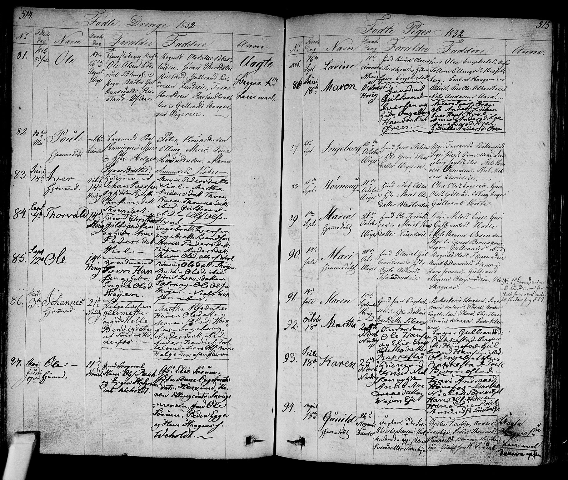 Norderhov kirkebøker, AV/SAKO-A-237/F/Fa/L0009: Parish register (official) no. 9, 1819-1837, p. 514-515