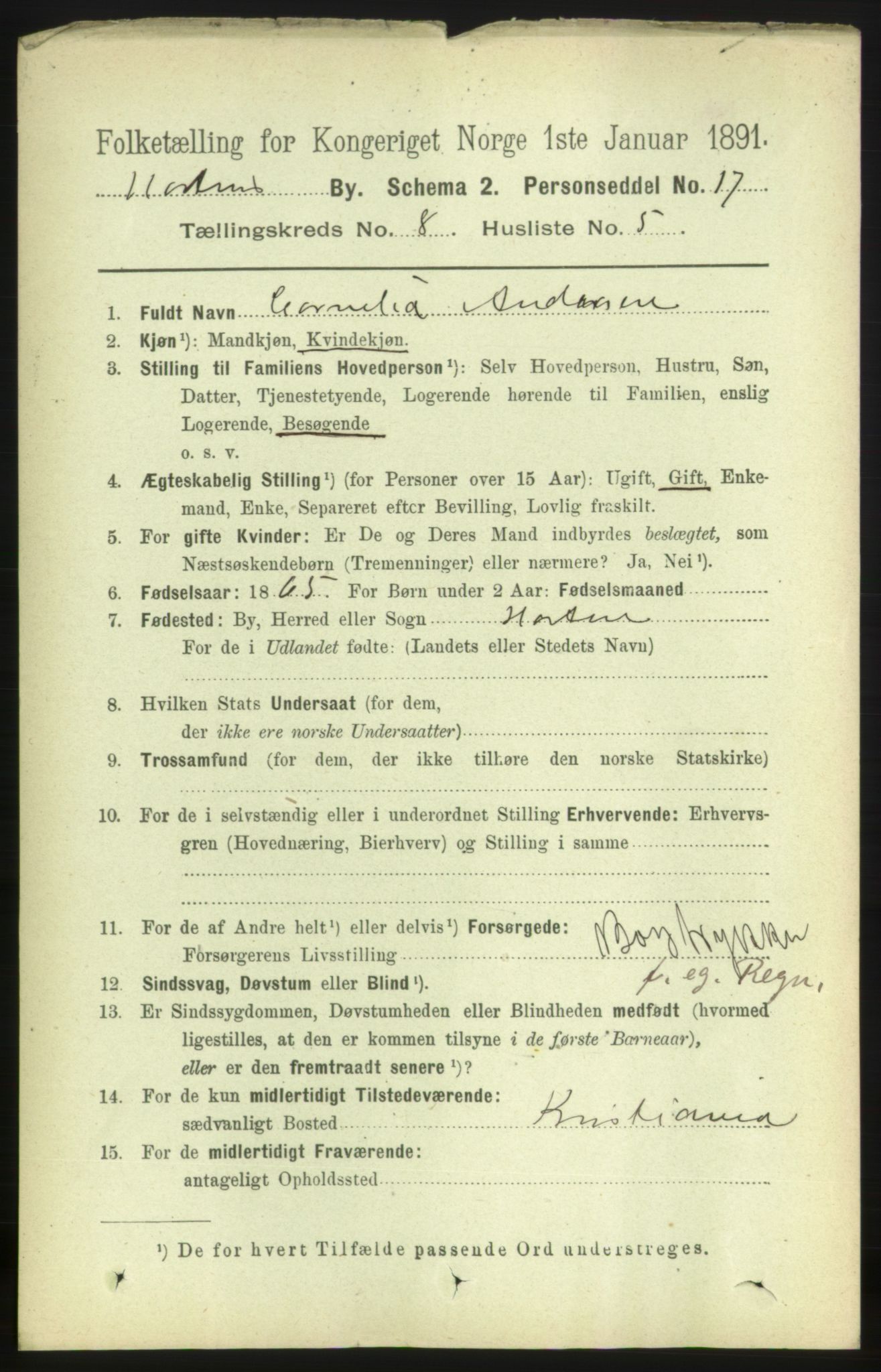 RA, 1891 census for 0703 Horten, 1891, p. 4976