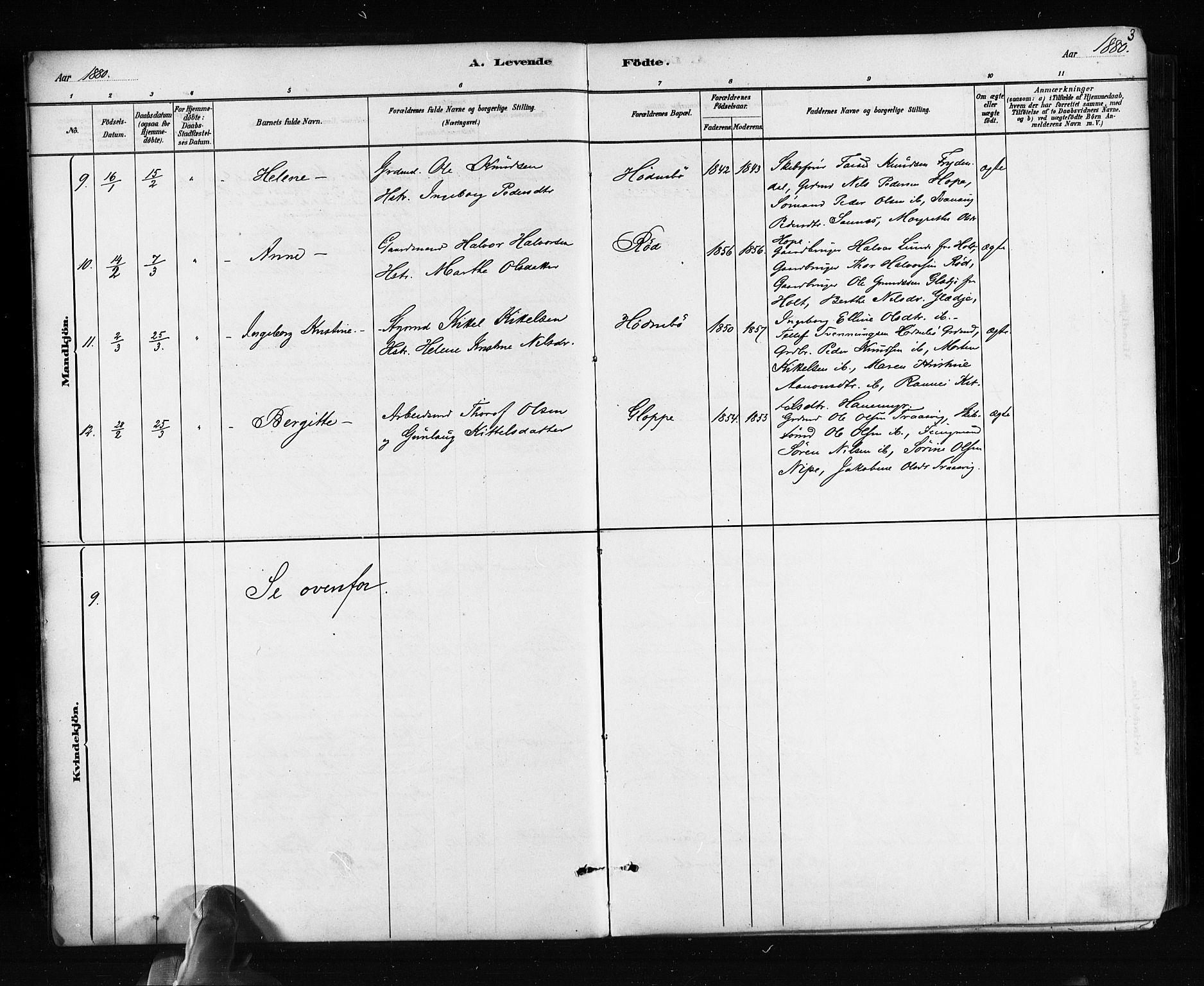 Søndeled sokneprestkontor, AV/SAK-1111-0038/F/Fa/L0004: Parish register (official) no. A 4, 1880-1889, p. 3