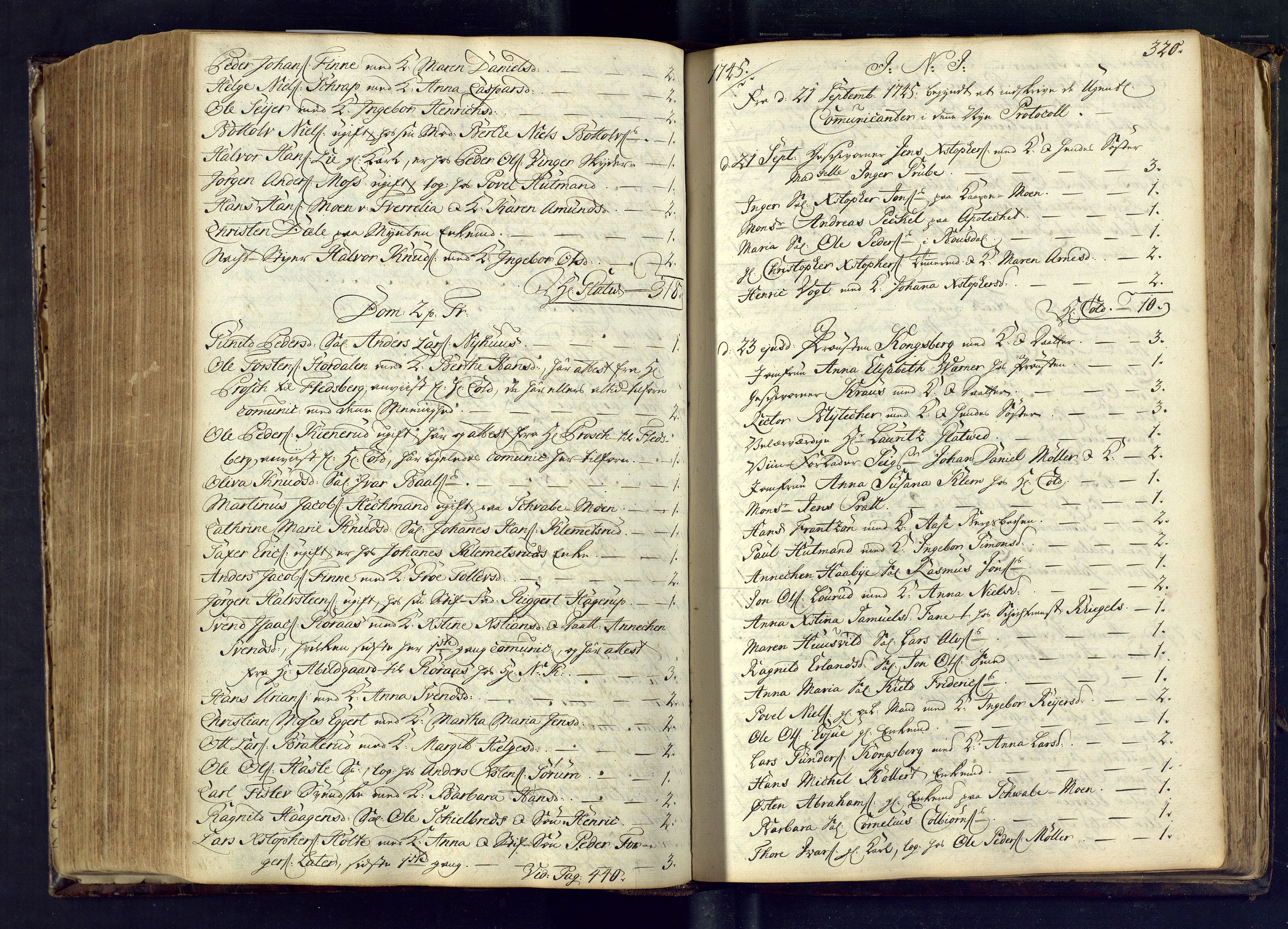 Kongsberg kirkebøker, SAKO/A-22/M/Ma/L0003: Communicants register no. 3, 1745-1750, p. 320