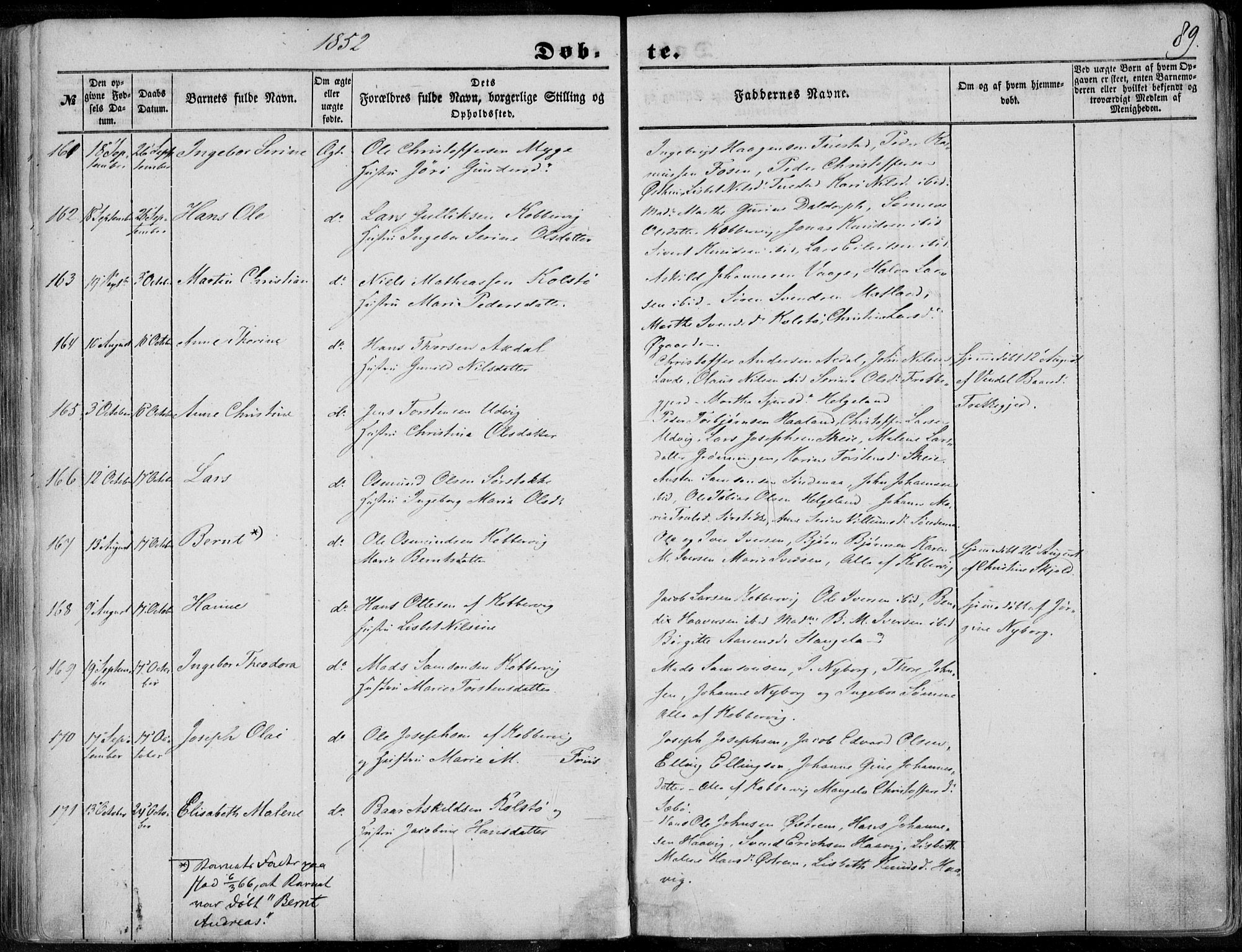 Avaldsnes sokneprestkontor, AV/SAST-A -101851/H/Ha/Haa/L0008: Parish register (official) no. A 8, 1847-1857, p. 89