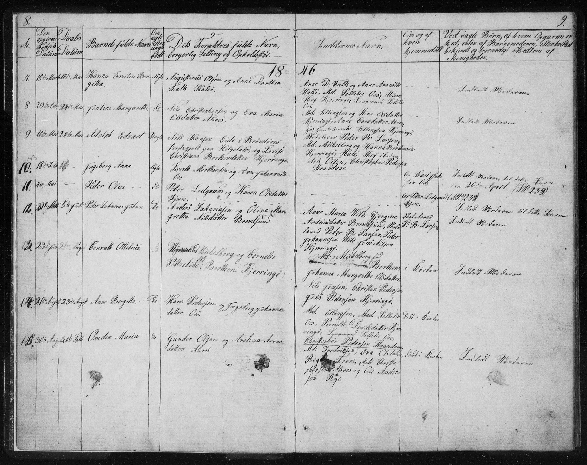 Ministerialprotokoller, klokkerbøker og fødselsregistre - Nordland, AV/SAT-A-1459/803/L0074: Parish register (copy) no. 803C01, 1845-1866, p. 8-9