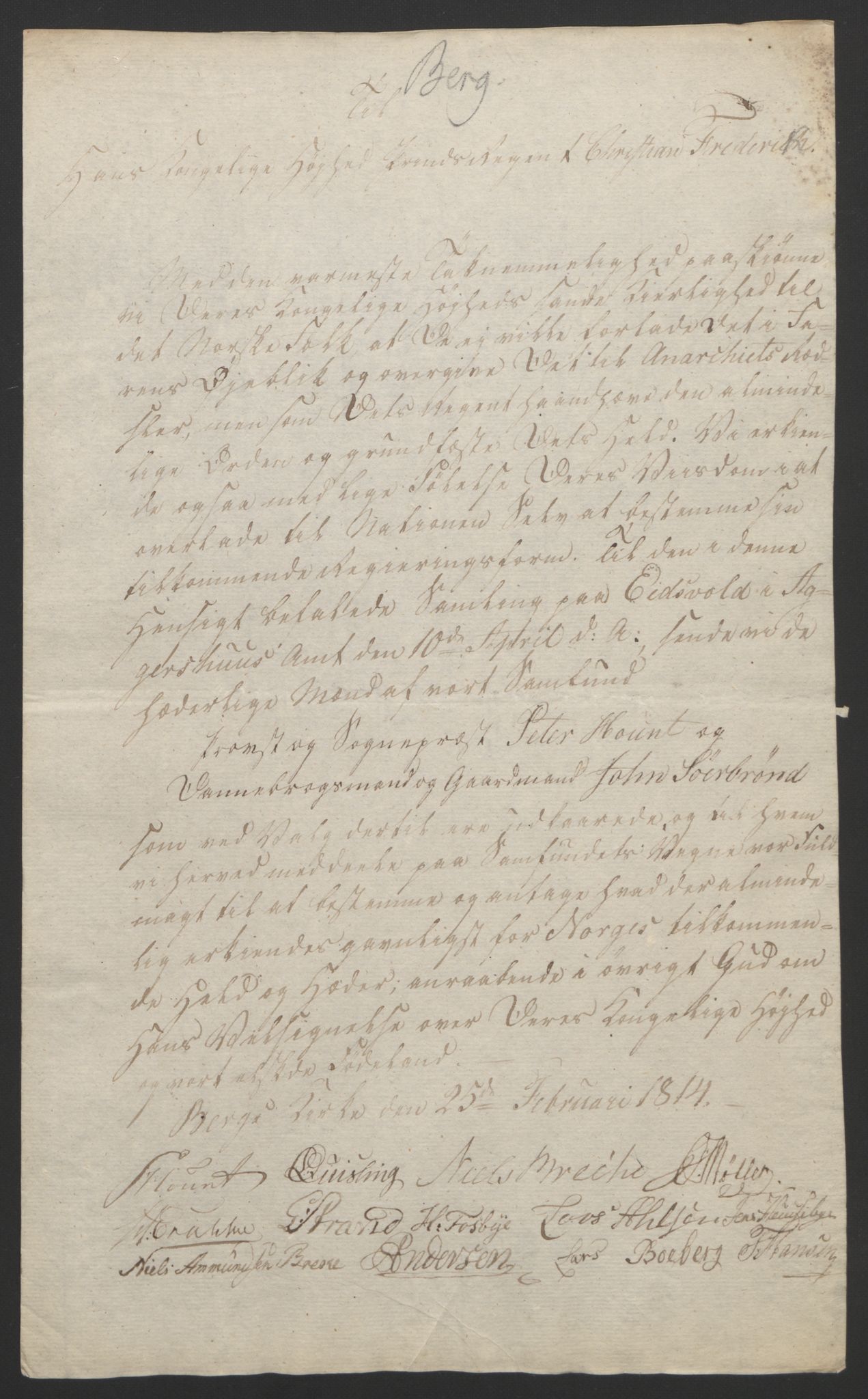 Statsrådssekretariatet, RA/S-1001/D/Db/L0007: Fullmakter for Eidsvollsrepresentantene i 1814. , 1814, p. 142