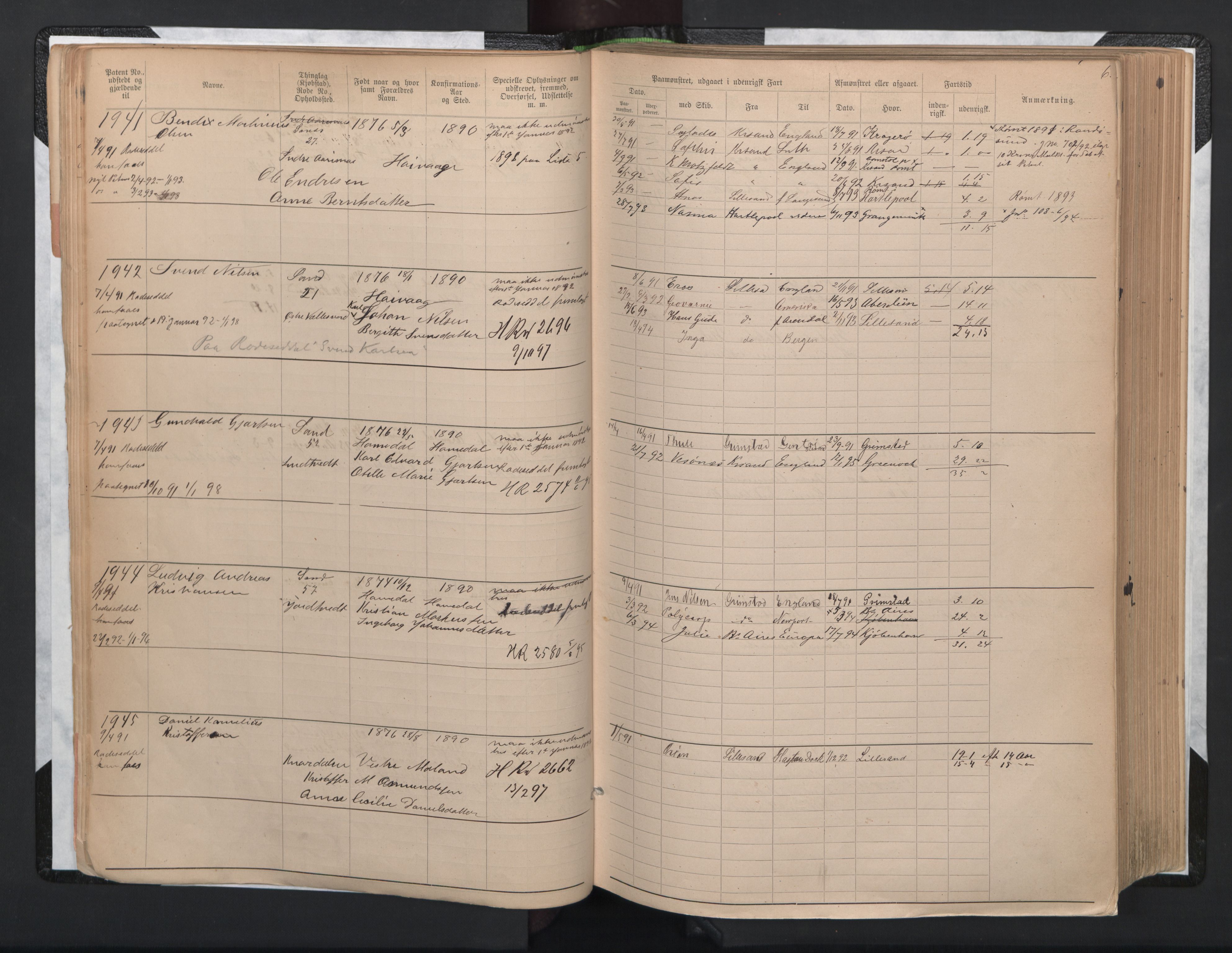 Lillesand mønstringskrets, AV/SAK-2031-0014/F/Fa/L0005: Annotasjonsrulle nr 1921-3502 med register, G-2, 1890-1948, p. 35