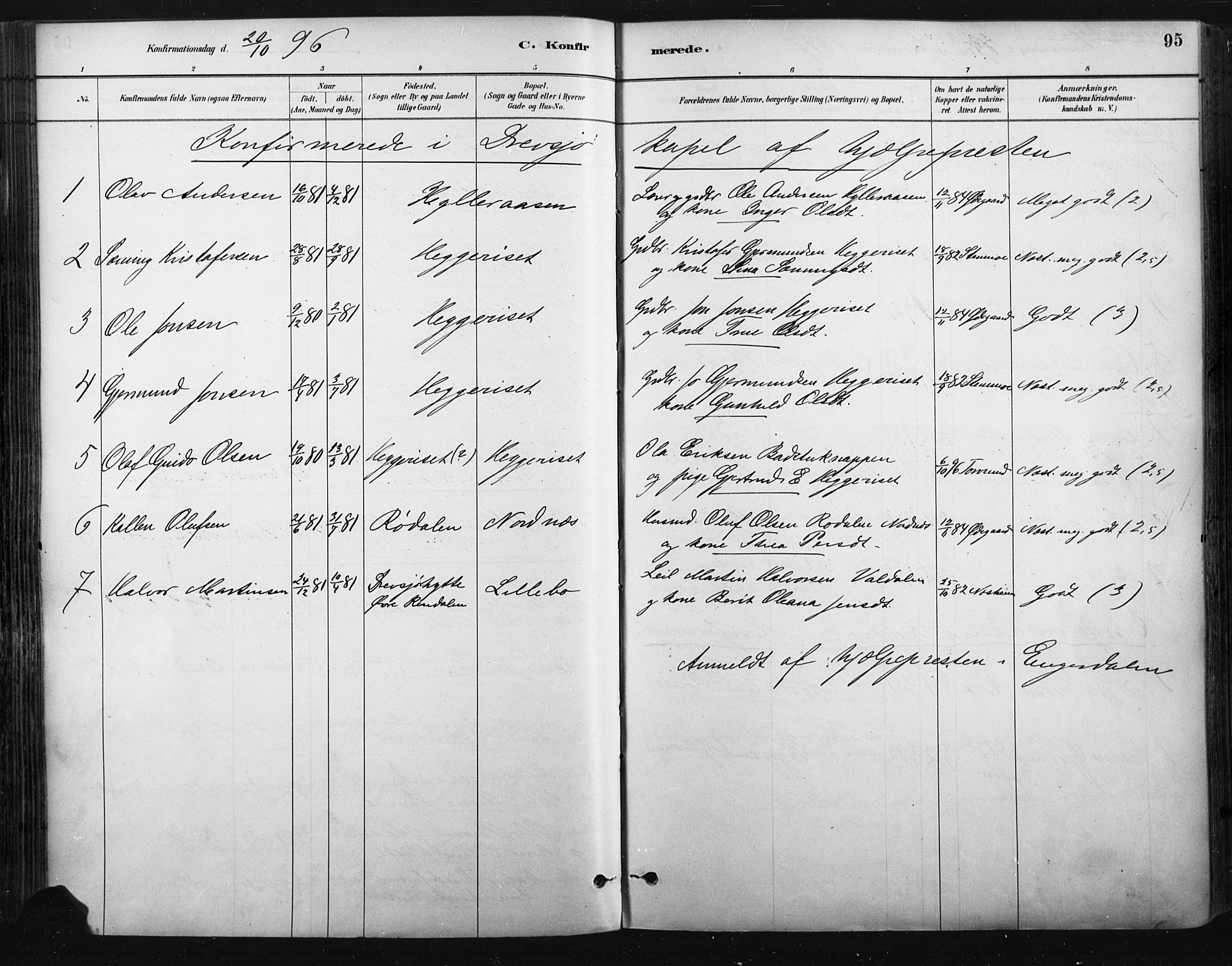 Trysil prestekontor, SAH/PREST-046/H/Ha/Haa/L0009: Parish register (official) no. 9, 1881-1897, p. 95