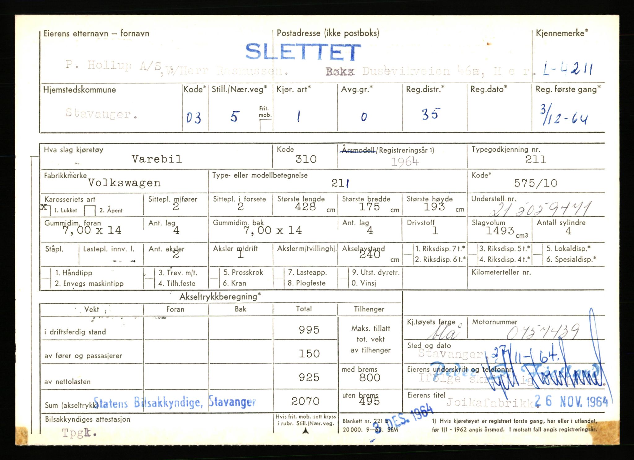 Stavanger trafikkstasjon, AV/SAST-A-101942/0/F/L0012: L-4200 - L-4699, 1930-1971, p. 51