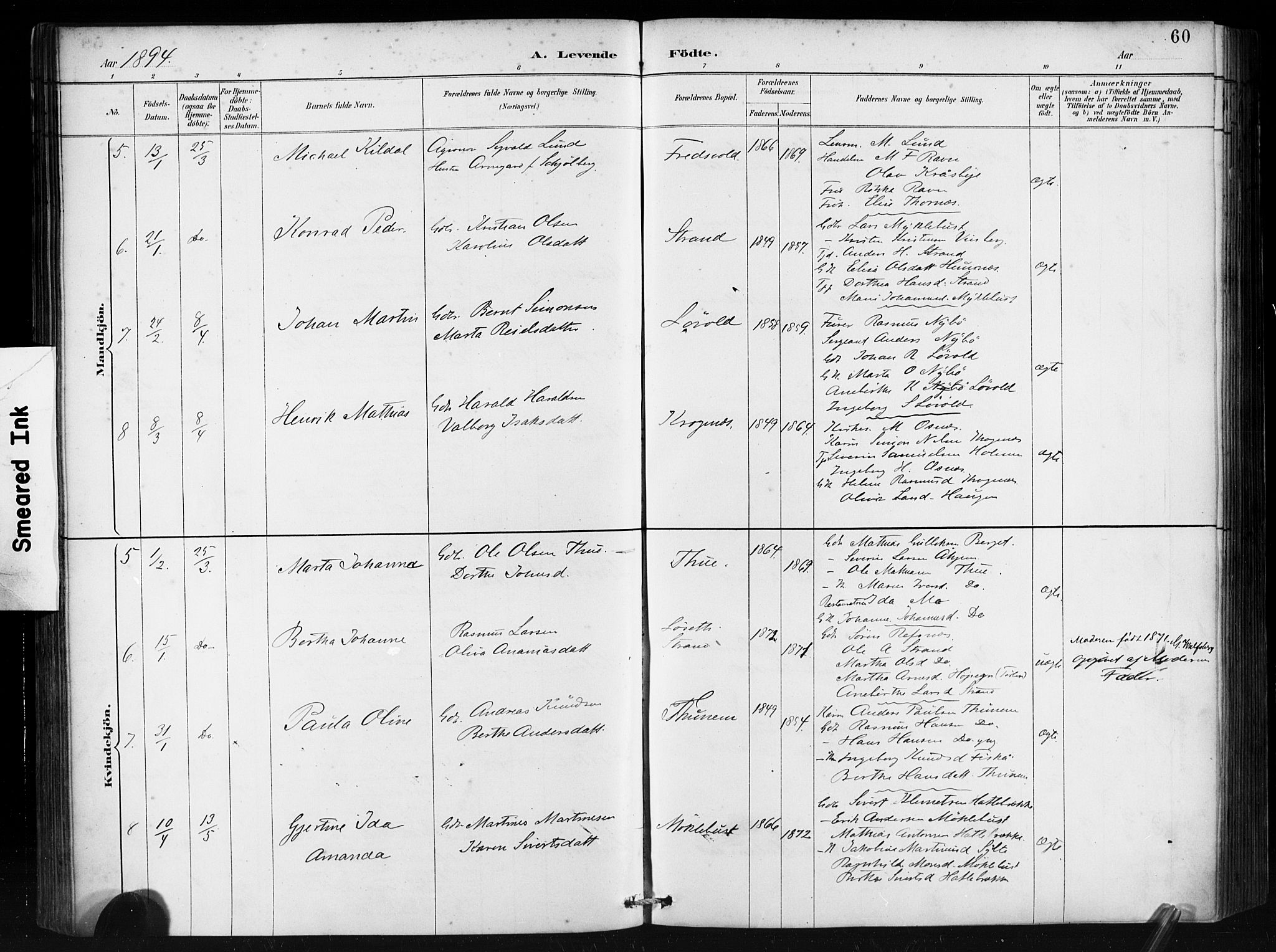 Ministerialprotokoller, klokkerbøker og fødselsregistre - Møre og Romsdal, AV/SAT-A-1454/501/L0008: Parish register (official) no. 501A08, 1885-1901, p. 60