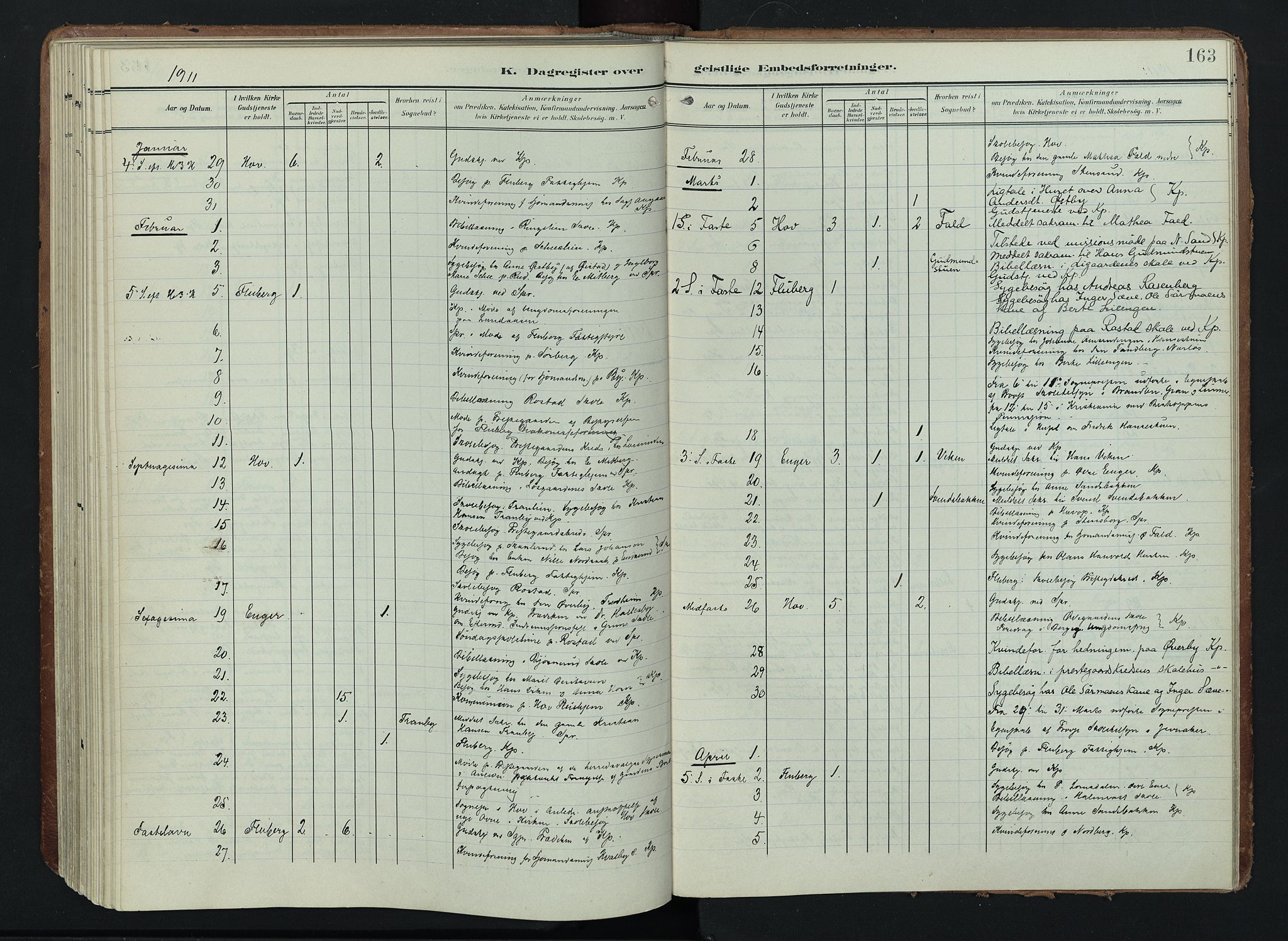 Søndre Land prestekontor, SAH/PREST-122/K/L0005: Parish register (official) no. 5, 1905-1914, p. 163