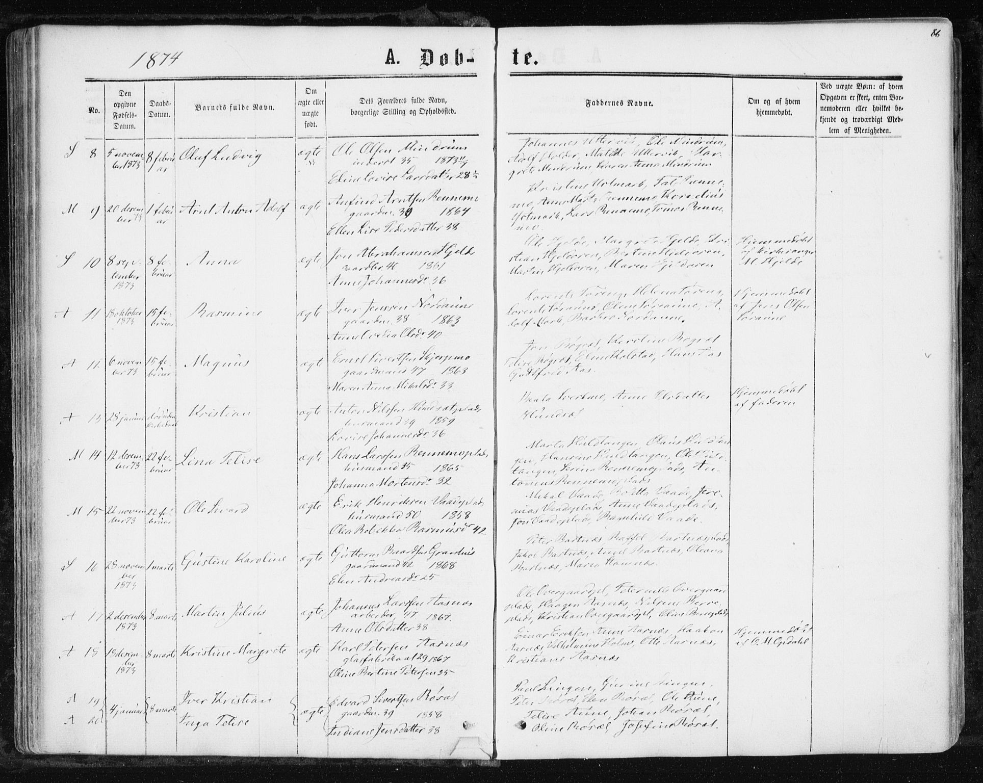 Ministerialprotokoller, klokkerbøker og fødselsregistre - Nord-Trøndelag, SAT/A-1458/741/L0394: Parish register (official) no. 741A08, 1864-1877, p. 86