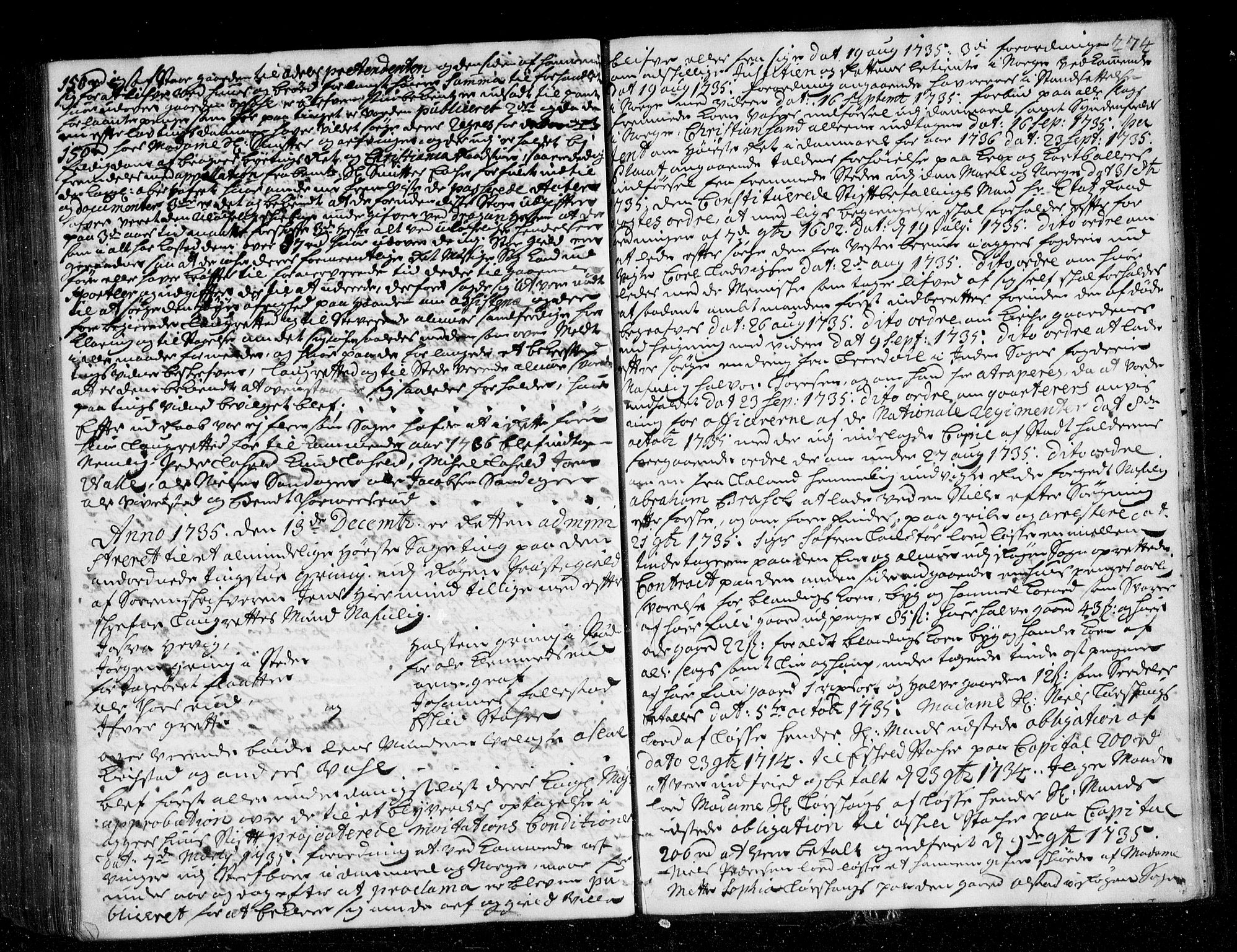 Lier, Røyken og Hurum sorenskriveri, SAKO/A-89/F/Fa/L0047: Tingbok, 1733-1736, p. 274