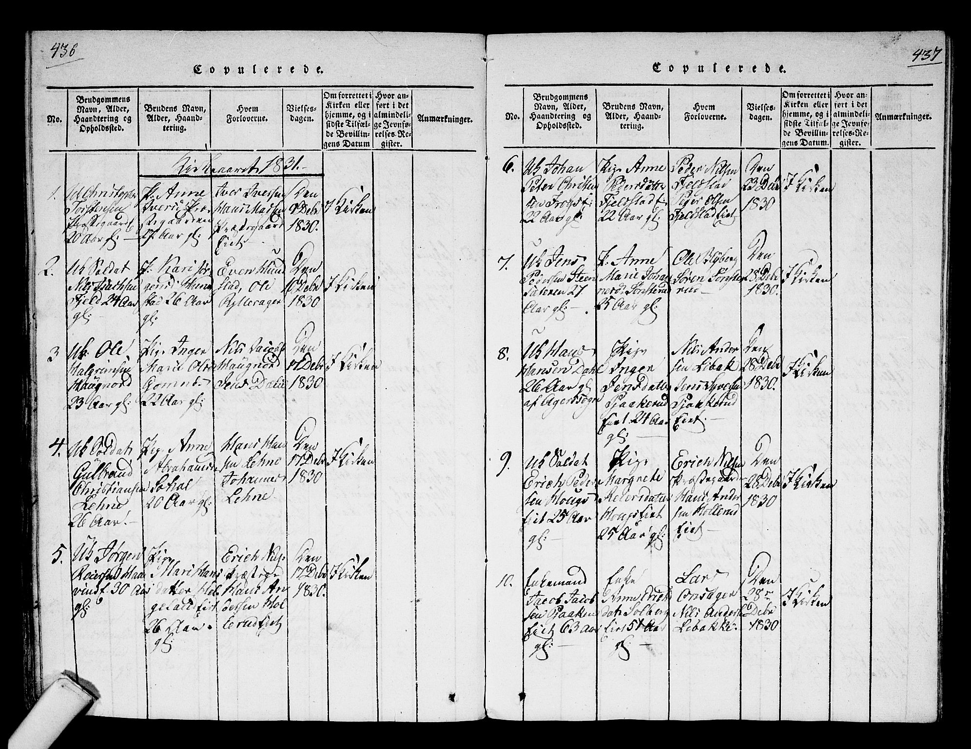 Hole kirkebøker, AV/SAKO-A-228/F/Fa/L0004: Parish register (official) no. I 4, 1814-1833, p. 436-437