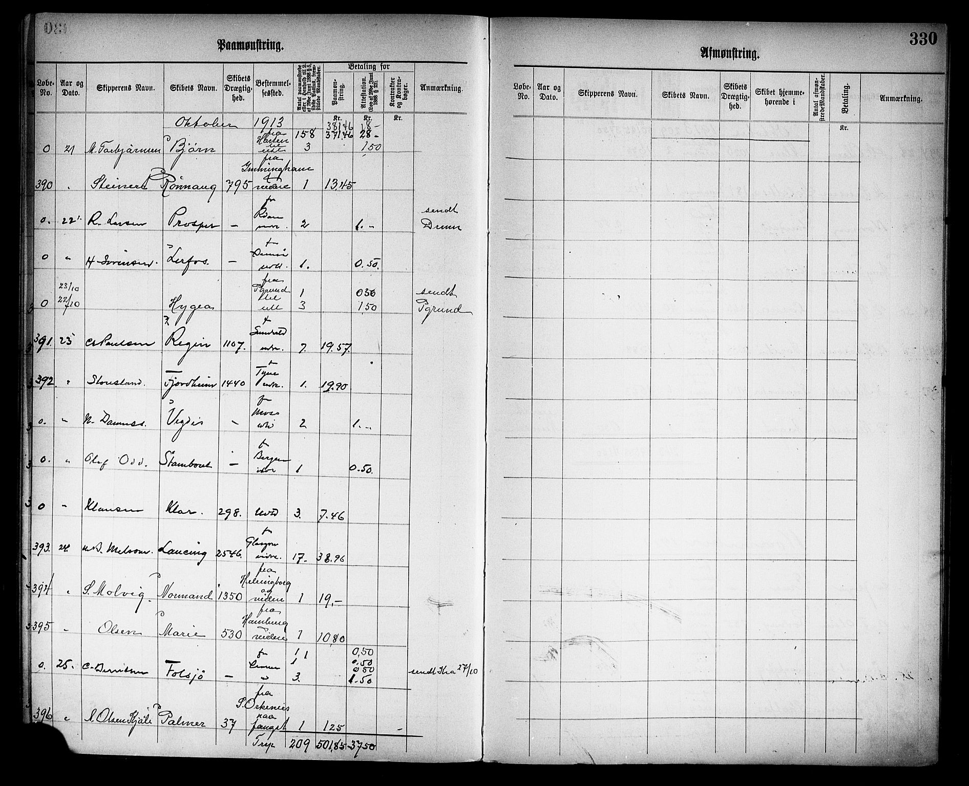 Tønsberg innrulleringskontor, AV/SAKO-A-786/H/Ha/L0006: Mønstringsjournal, 1906-1914, p. 334