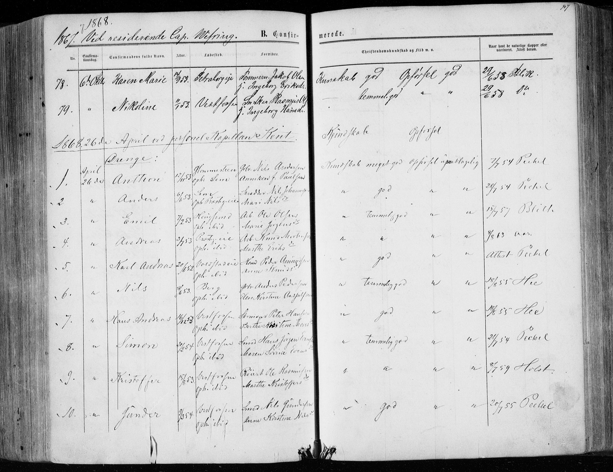 Eiker kirkebøker, AV/SAKO-A-4/F/Fa/L0016: Parish register (official) no. I 16, 1860-1868, p. 407