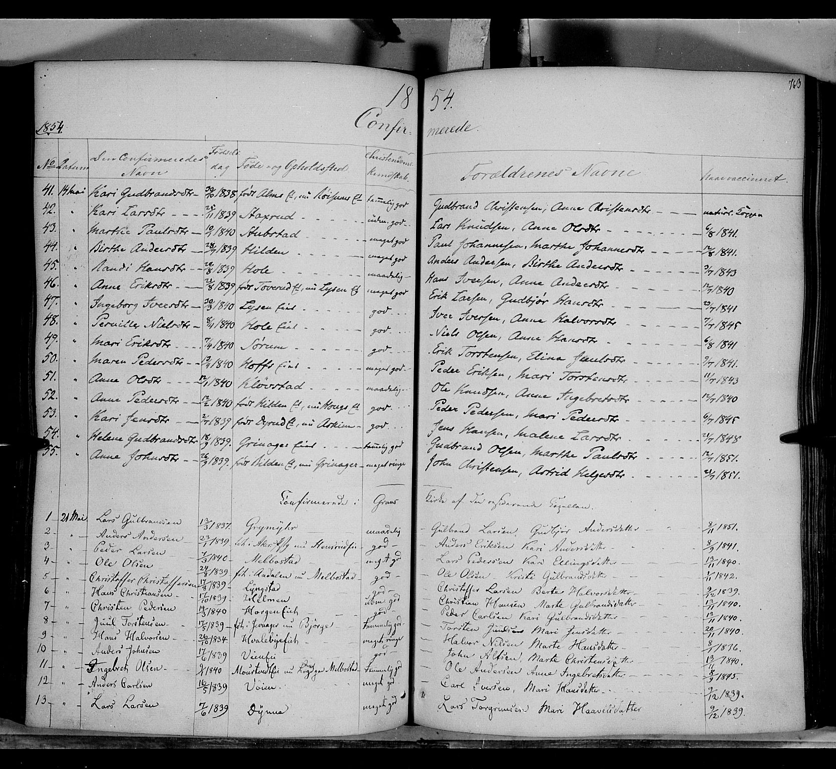 Gran prestekontor, AV/SAH-PREST-112/H/Ha/Haa/L0011: Parish register (official) no. 11, 1842-1856, p. 762-763