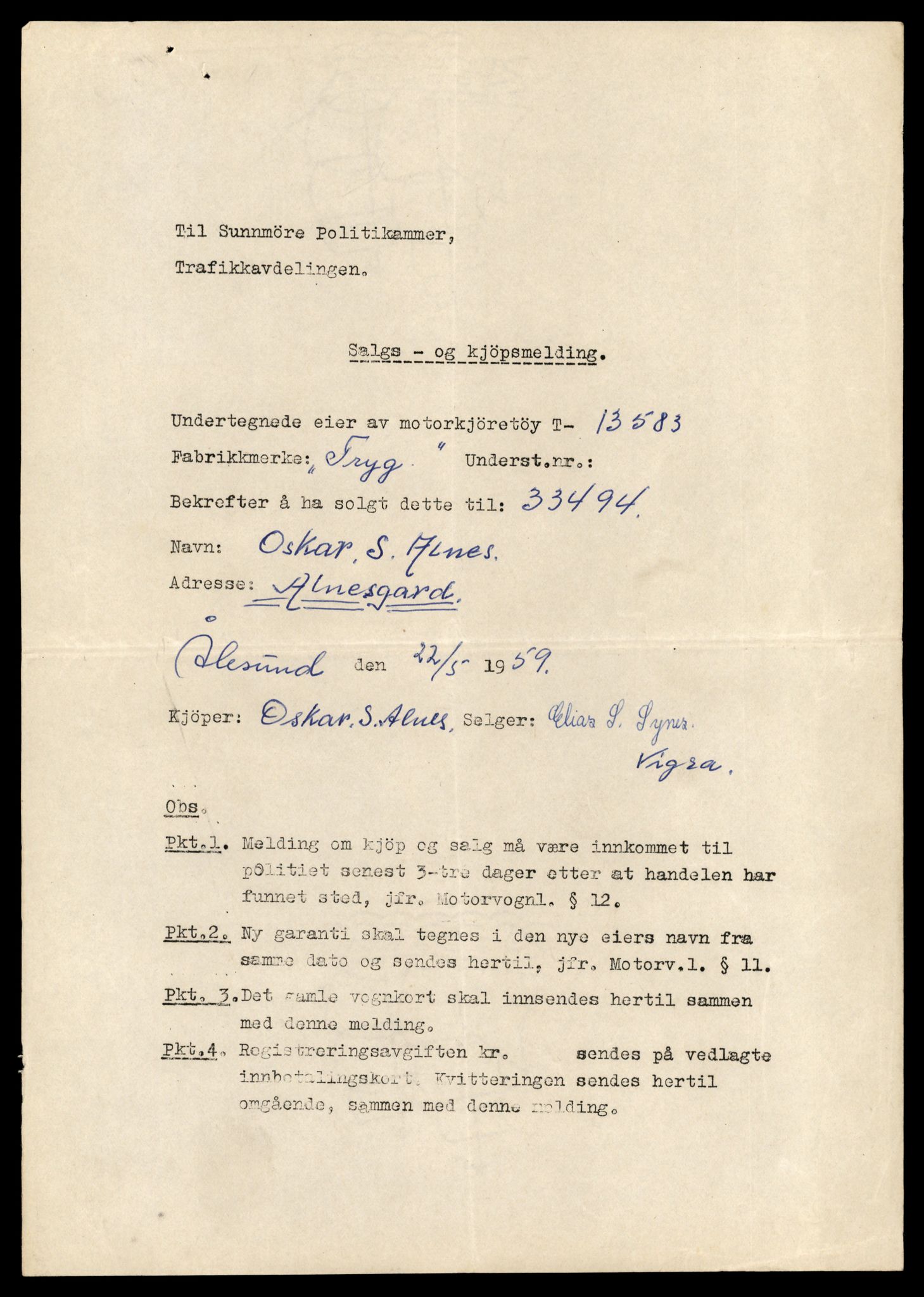 Møre og Romsdal vegkontor - Ålesund trafikkstasjon, AV/SAT-A-4099/F/Fe/L0040: Registreringskort for kjøretøy T 13531 - T 13709, 1927-1998, p. 933