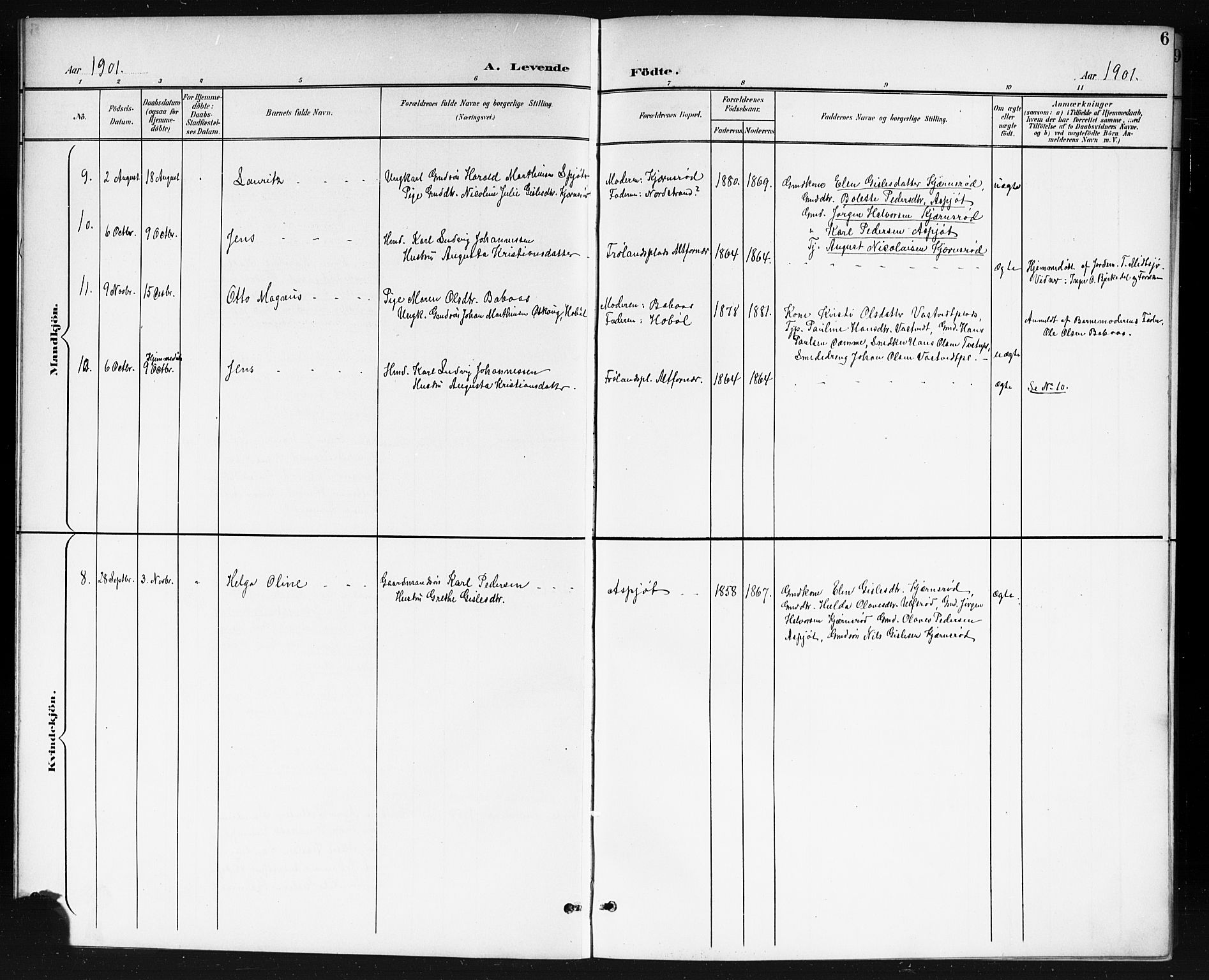 Våler prestekontor Kirkebøker, AV/SAO-A-11083/G/Gb/L0001: Parish register (copy) no. II 1, 1901-1916, p. 6