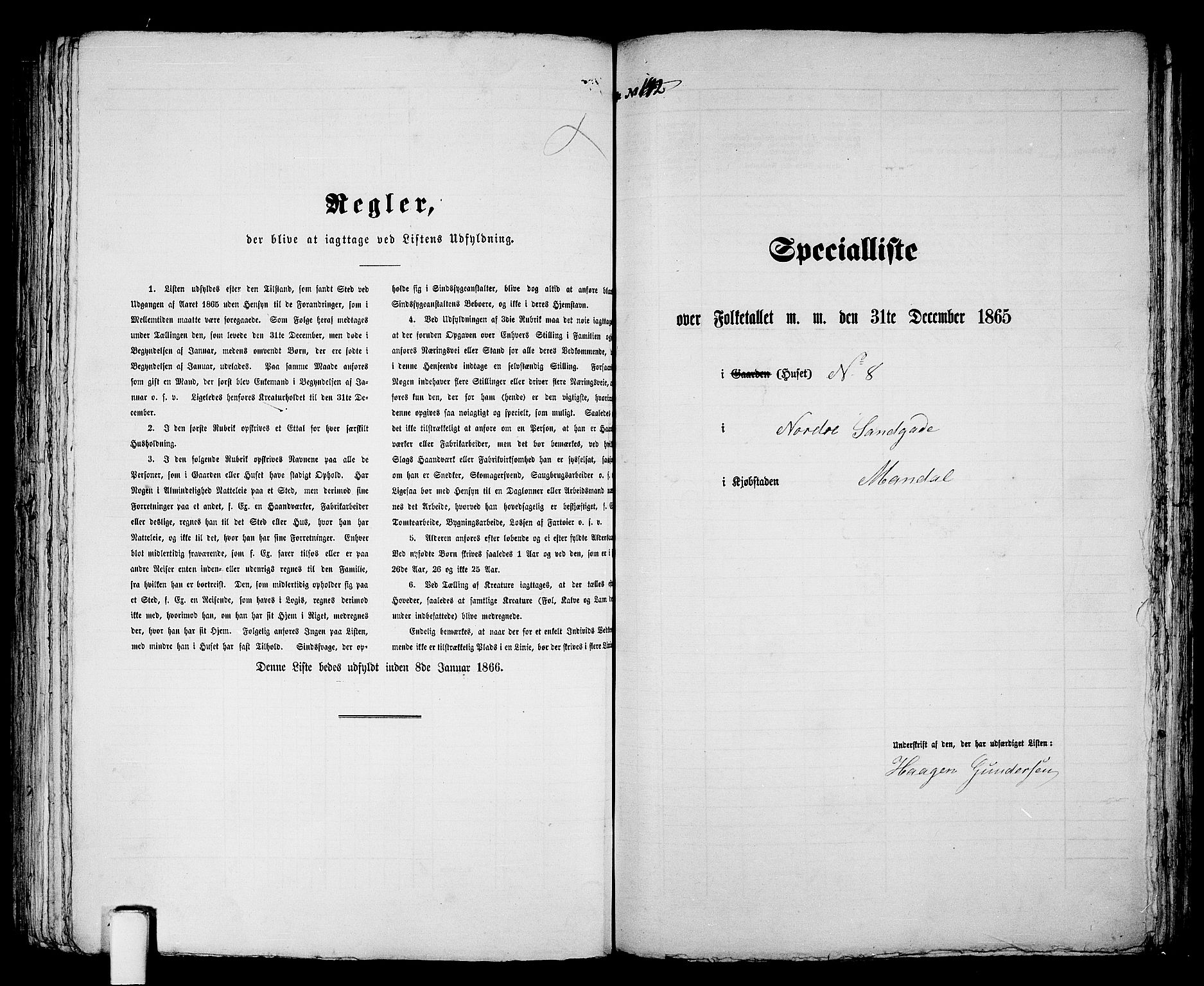 RA, 1865 census for Mandal/Mandal, 1865, p. 286