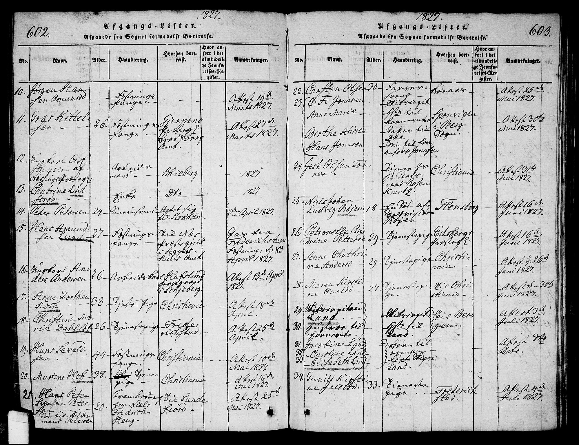 Halden prestekontor Kirkebøker, AV/SAO-A-10909/G/Ga/L0001: Parish register (copy) no. 1, 1815-1833, p. 602-603