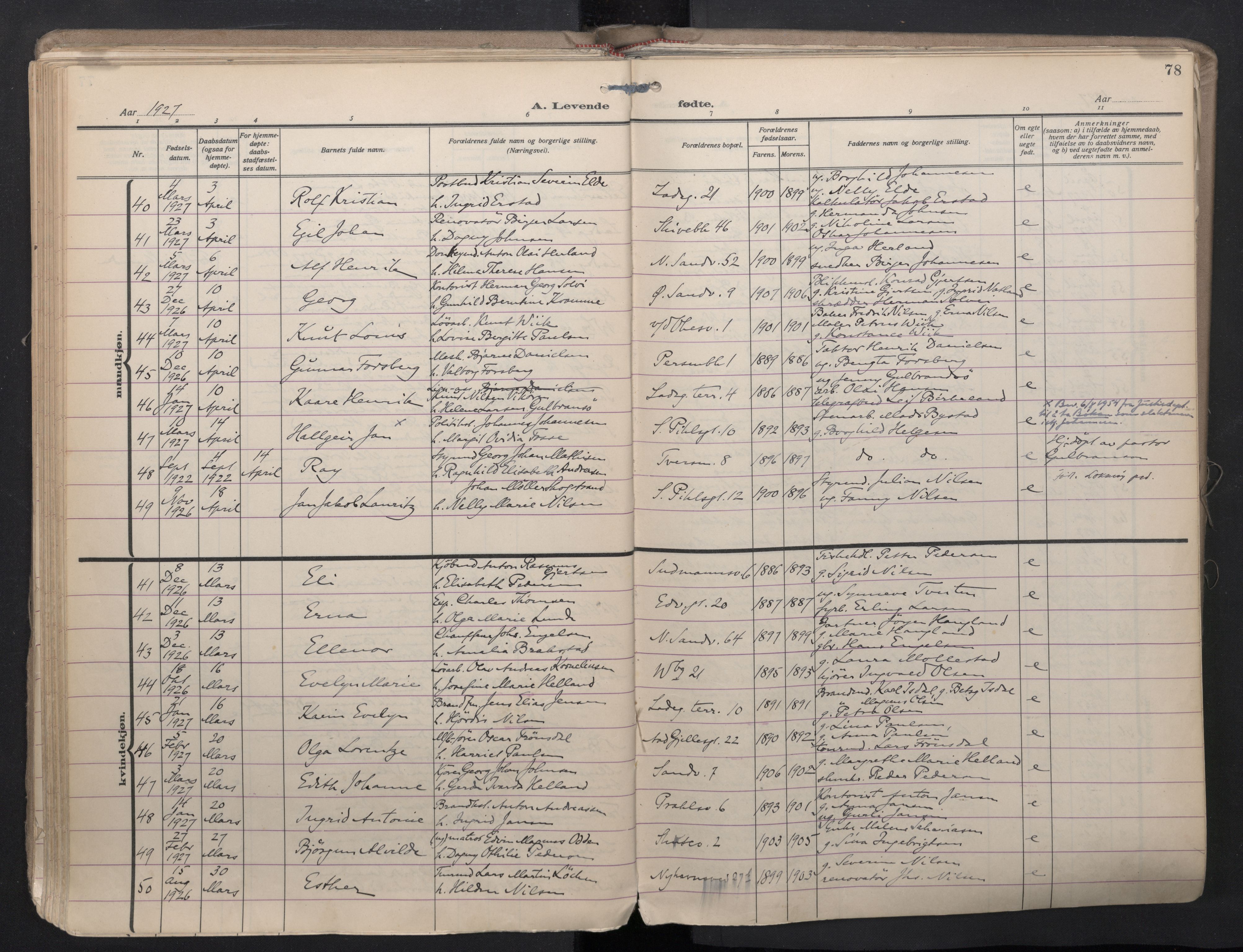 Sandviken Sokneprestembete, SAB/A-77601/H/Ha/L0008: Parish register (official) no. B 5, 1924-1944, p. 78