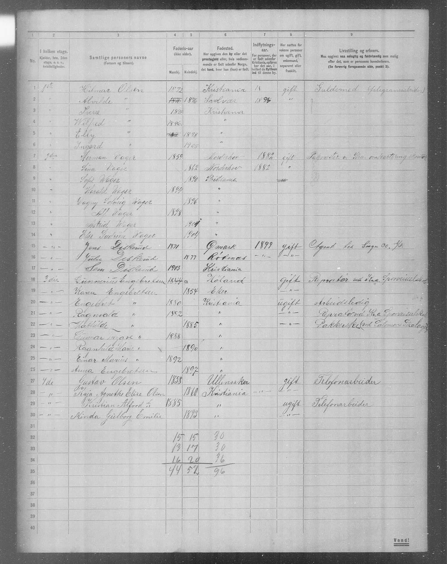 OBA, Municipal Census 1904 for Kristiania, 1904, p. 15140