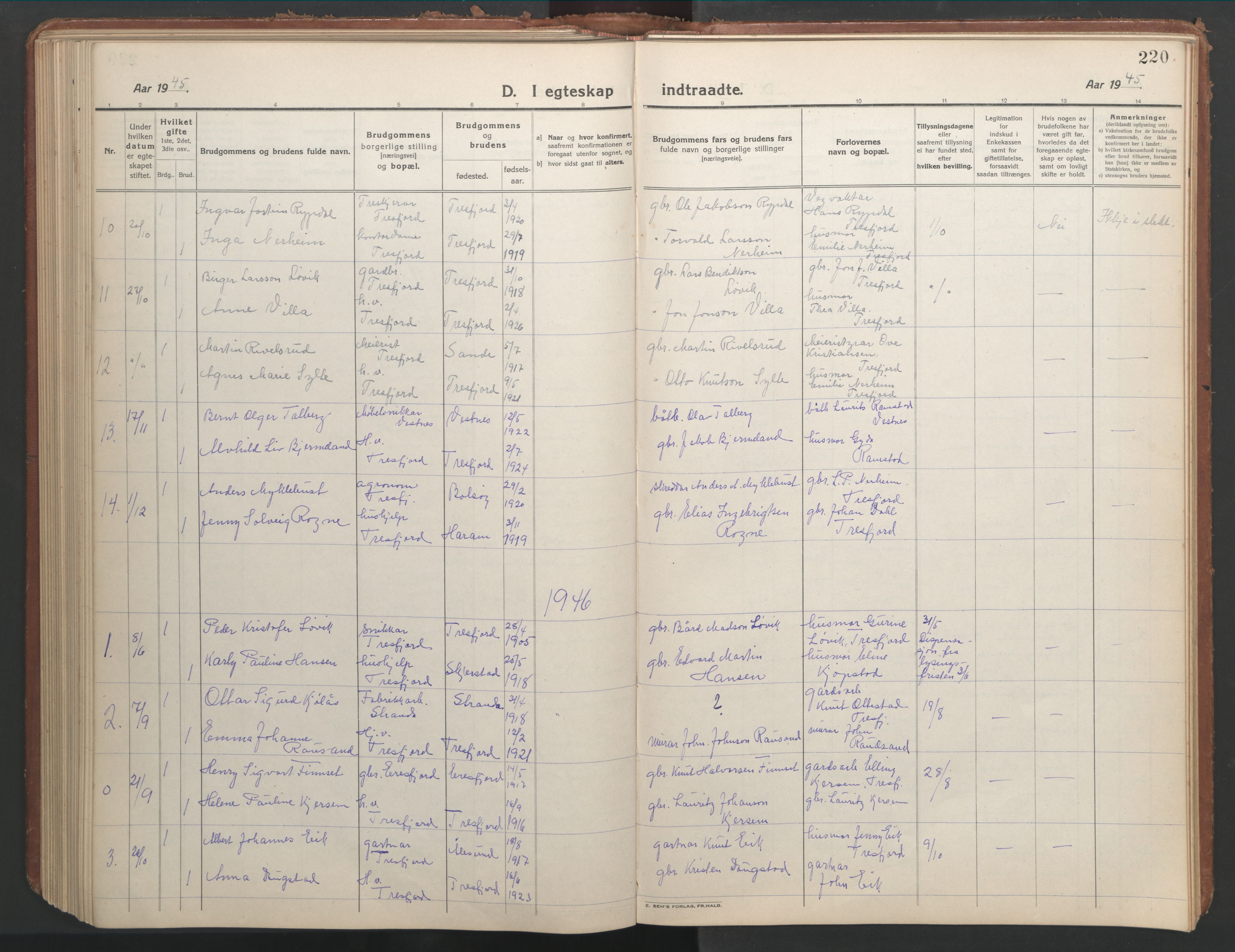Ministerialprotokoller, klokkerbøker og fødselsregistre - Møre og Romsdal, SAT/A-1454/541/L0548: Parish register (copy) no. 541C03, 1921-1960, p. 220